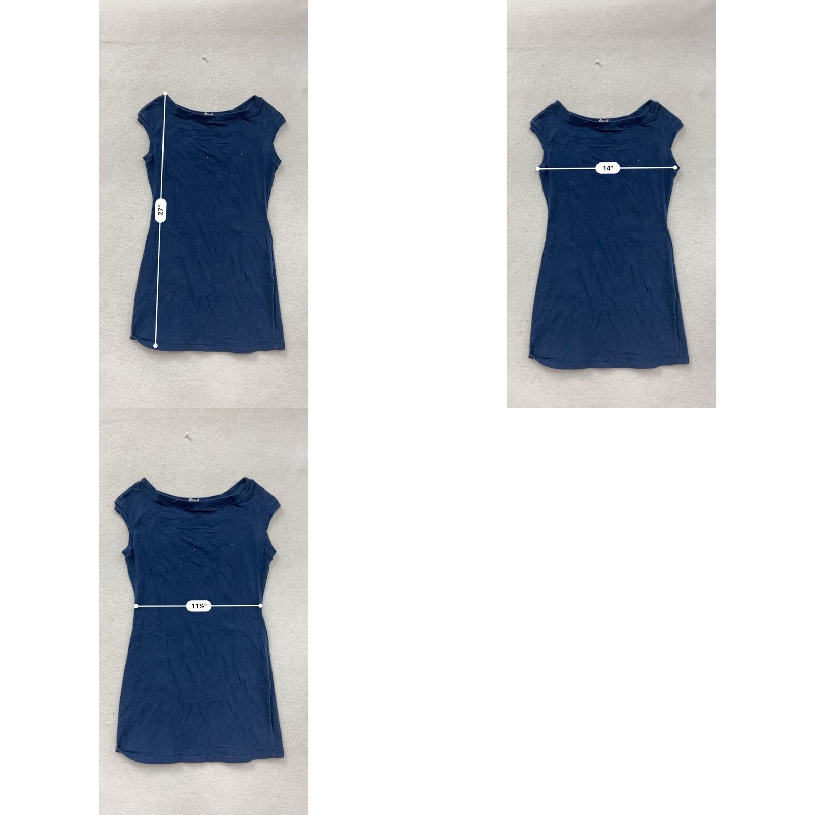 Vintage Navy Cap Sleeve Dress By Angelrox S #8863 - Sustainable Shirt - Womens Size S / US 4 / IT 40 - 8 Thumbnail