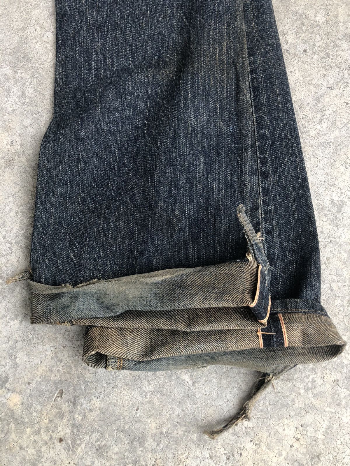 If Six Was Nine Japanese Edwin 505s Flared Jeans Mudwash Distressed Denim Size US 32 / EU 48 - 14 Thumbnail
