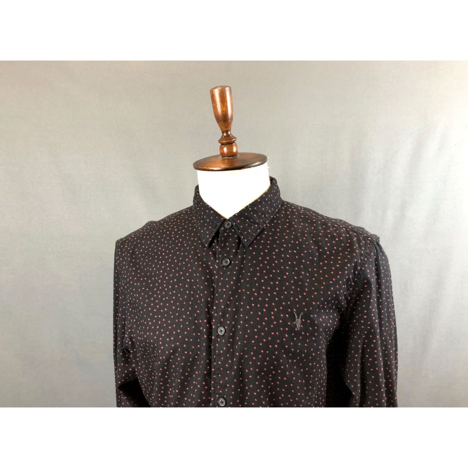 Allsaints AllSaints Shirt XL Black Geometric Patterned Cotton Button-Down Collared N/A Men’s Regular XS-? Size US XL / EU 56 / 4 - 4 Thumbnail