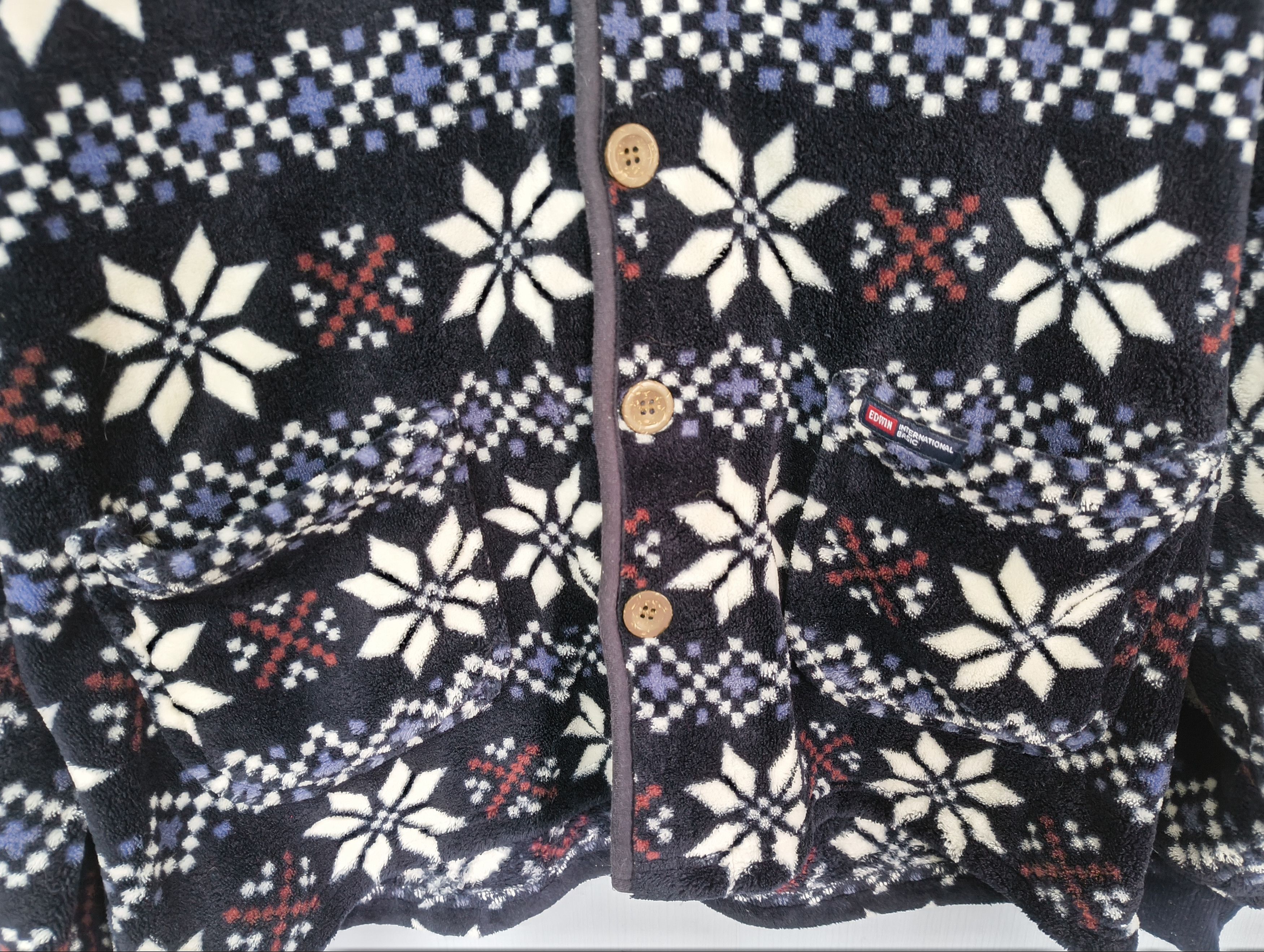 Ed Hardy Edwin × Navajo Print Fleece Jacket Shawl Collar Rare L Size US L / EU 52-54 / 3 - 3 Thumbnail