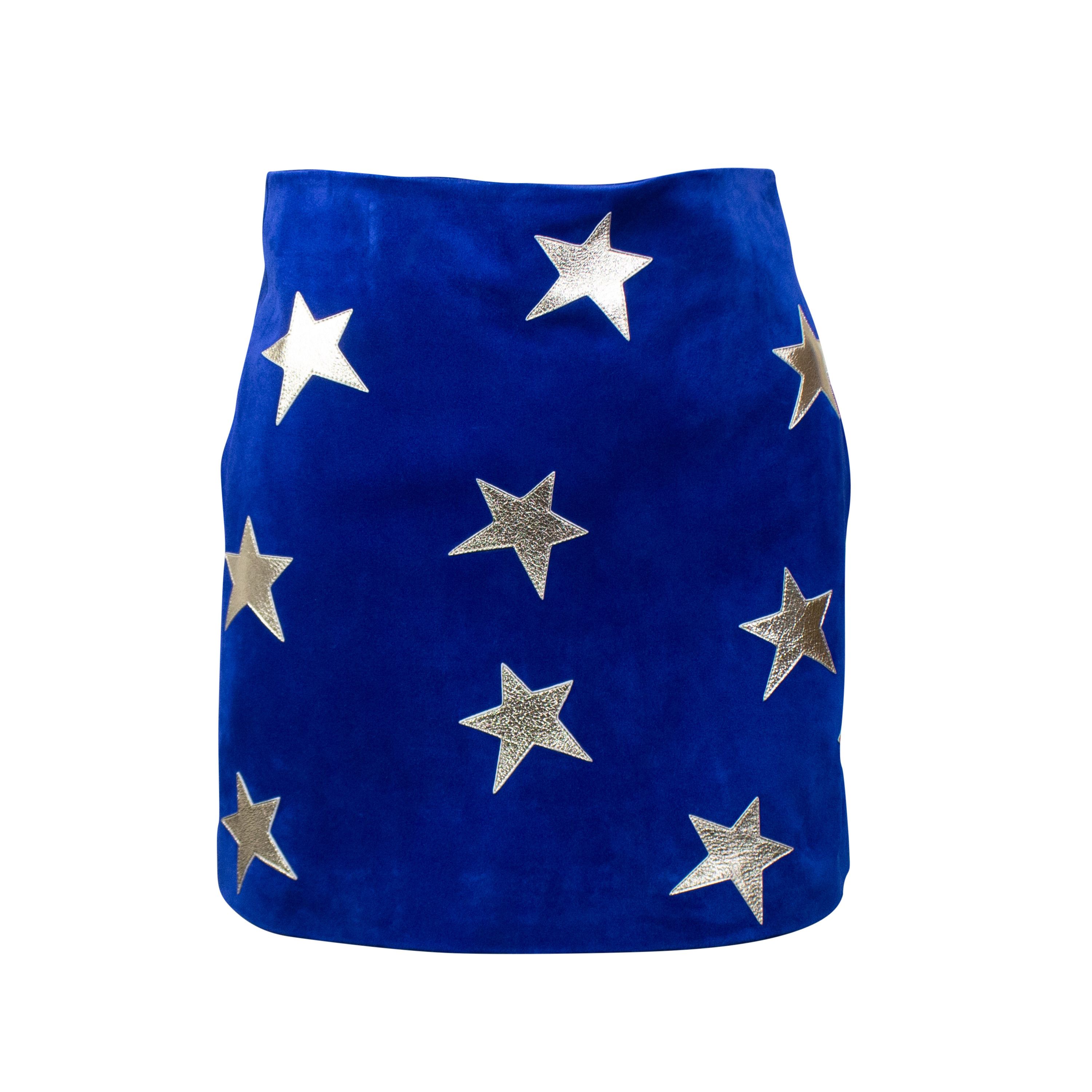 image of Saint Laurent Paris Star Suede Mini Skirt Size 38, Women's