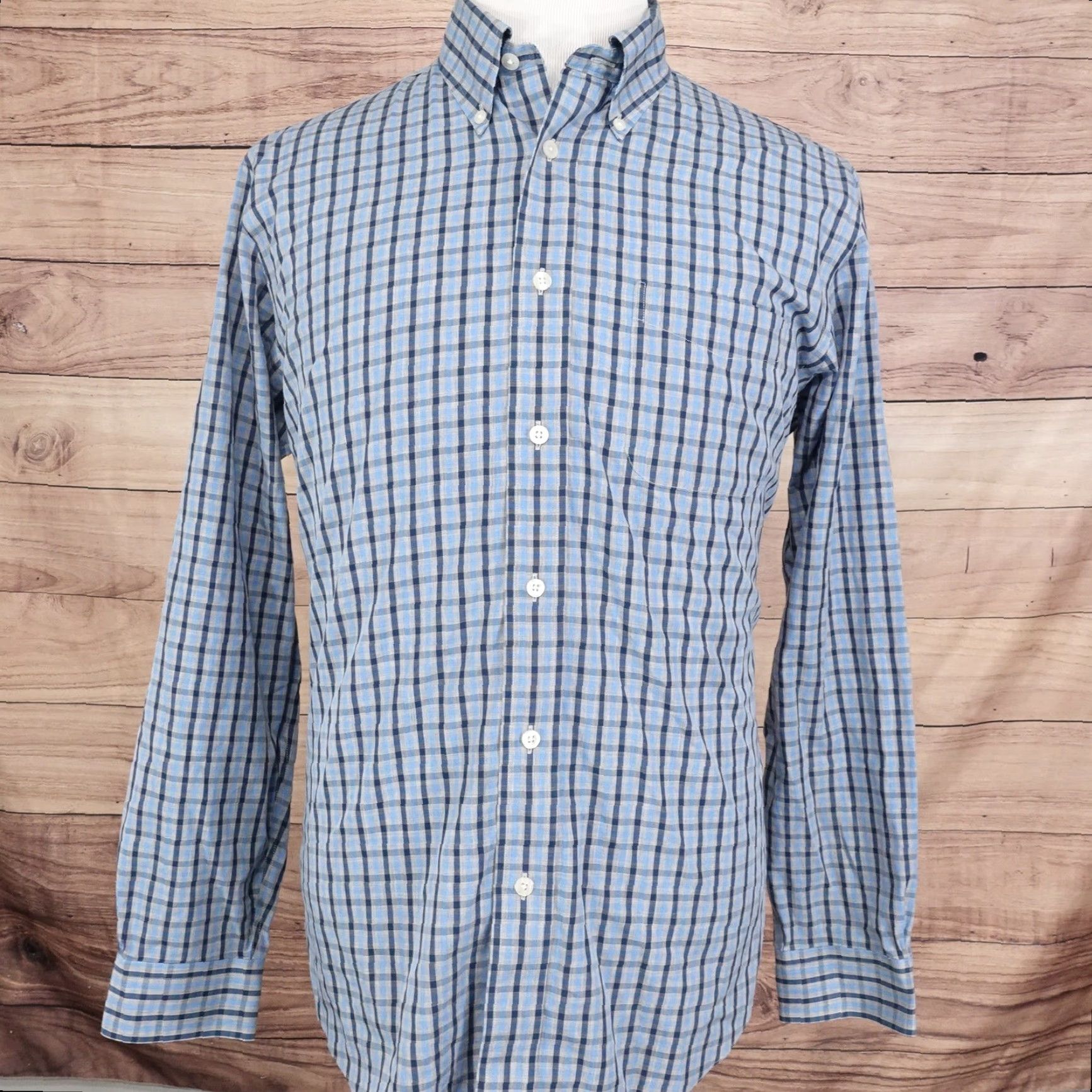 Brooks Brothers Brooks Brothers Men's Large Non-Iron Plaid Cotton Button-Down Shirt, Classic Office Business Wear Size US L / EU 52-54 / 3 - 3 Thumbnail