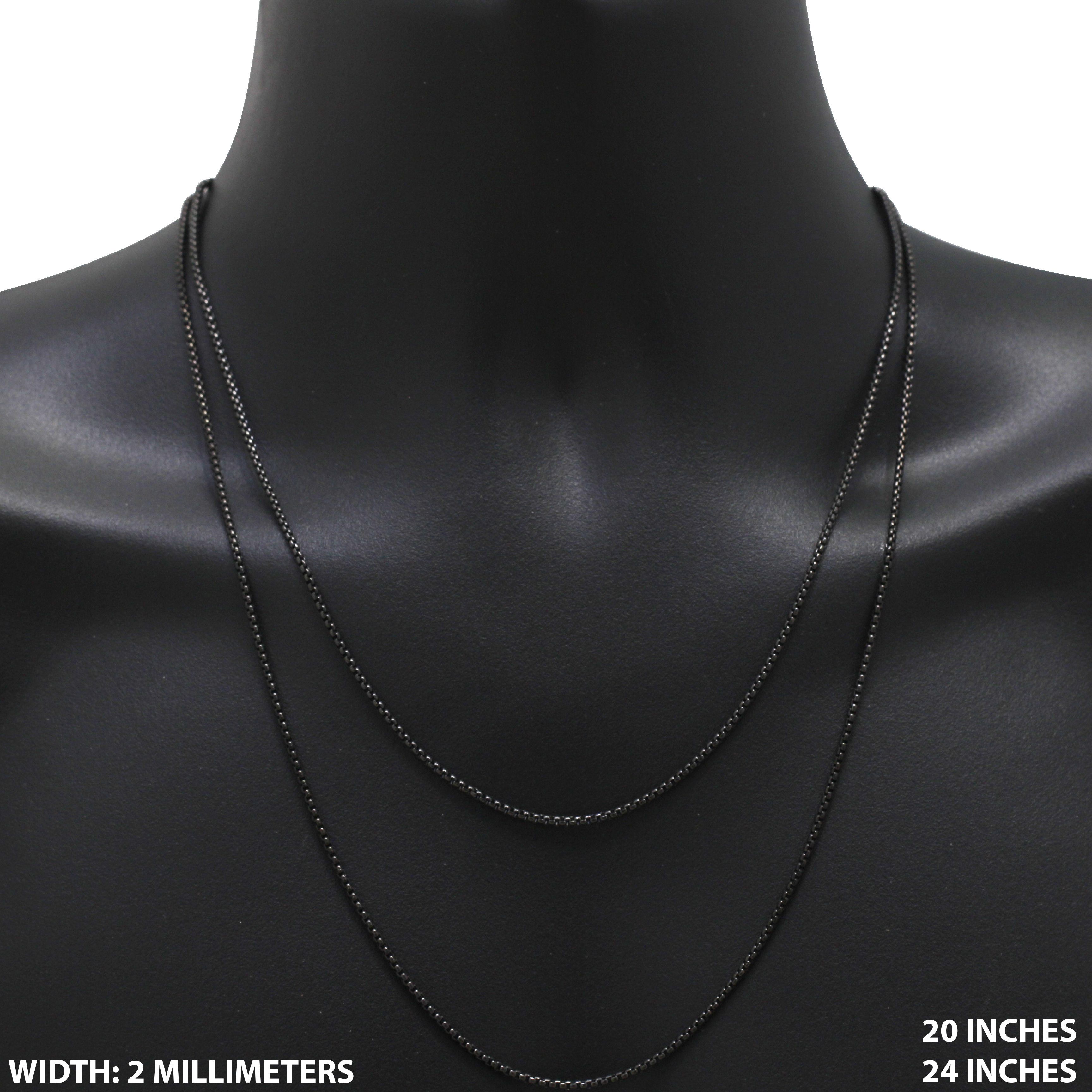 Other 316L Stainless Steel Black 2mm Box Chain Necklace 24” Size ONE SIZE - 1 Thumbnail