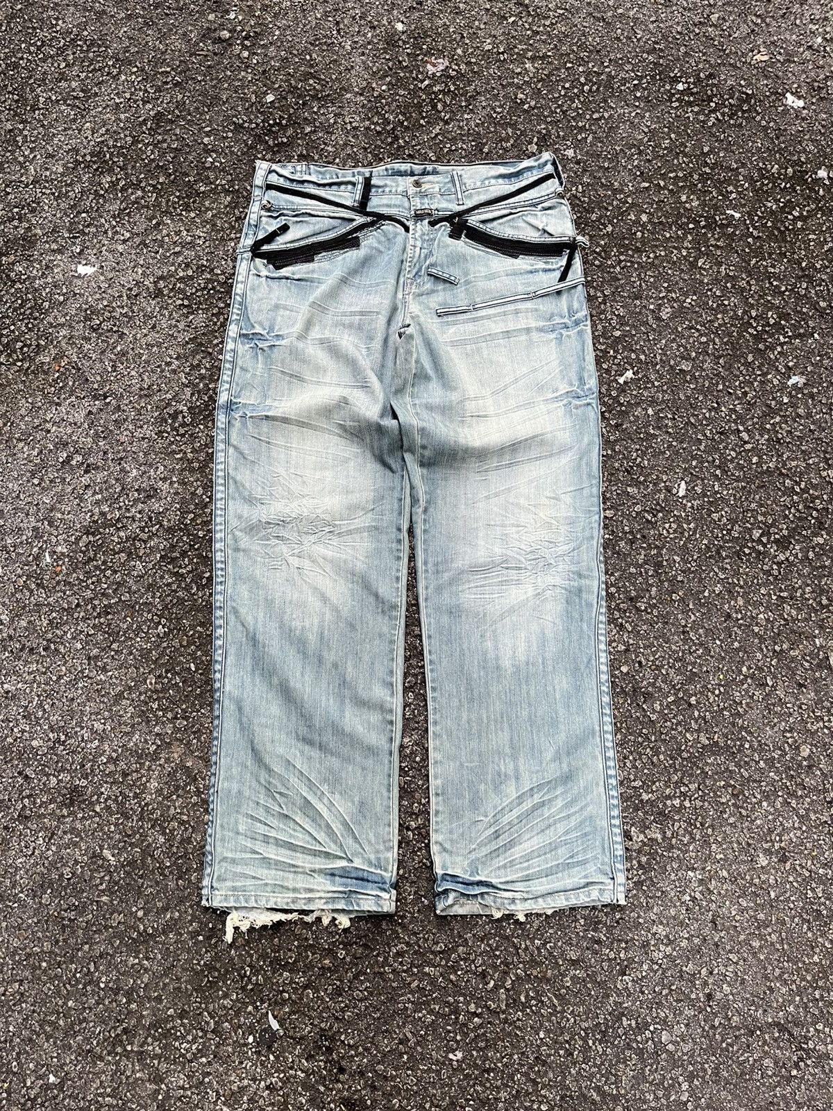 Marithe + Francois Girbaud Vintage Y2K Jeans MFG Distressed Washed Blue Loose Fit Denim Size US 36 / EU 52 - 1 Thumbnail