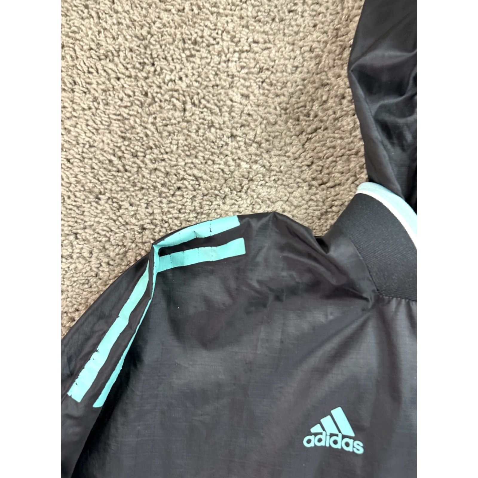 Adidas Adidas Jacket Womens Small Black Blue Striped Full Zip Windbreaker Logo Jacket Womens S Black Size S / US 4 / IT 40 - 6 Thumbnail