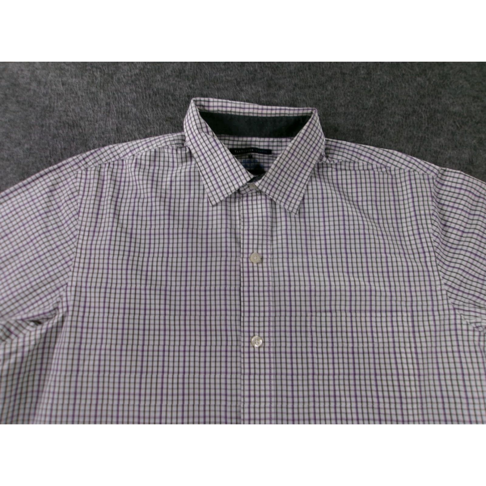 Van Heusen VAN HEUSEN Shirt Men M Gray Plaid Slim Fit Button-Up Office Casual Cuff Flip Size US M / EU 48-50 / 2 - 2 Thumbnail