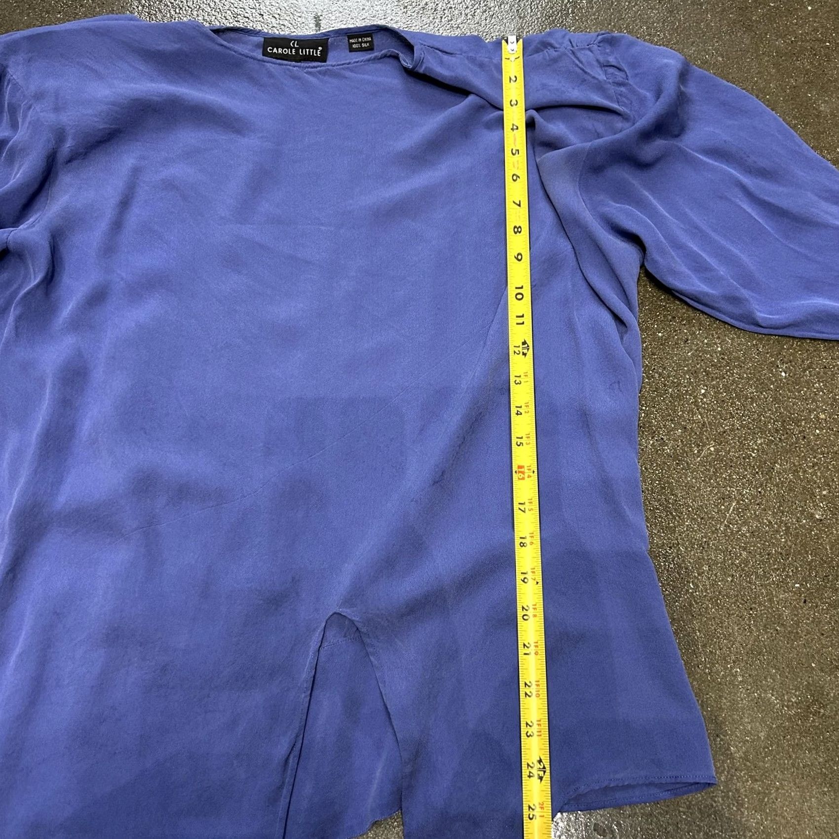 Vintage Carole Little Womens Blue Silk Tunic Blouse Size 8 Long Sleeve Top Size M / US 6-8 / IT 42-44 - 4 Thumbnail