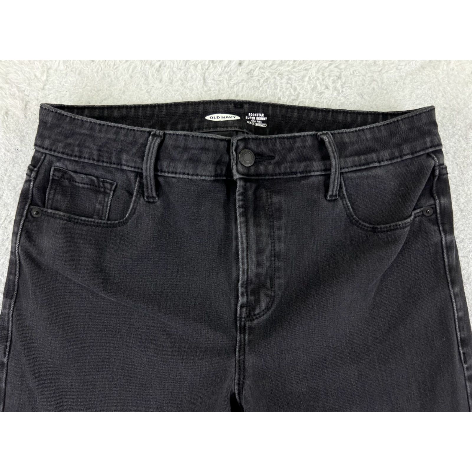 Old Navy Old Navy Pants Womens 10 Black Denim Jeans Rockstar High Rise Super Skinny 30x27 Size 32" / US 10 / IT 46 - 4 Thumbnail
