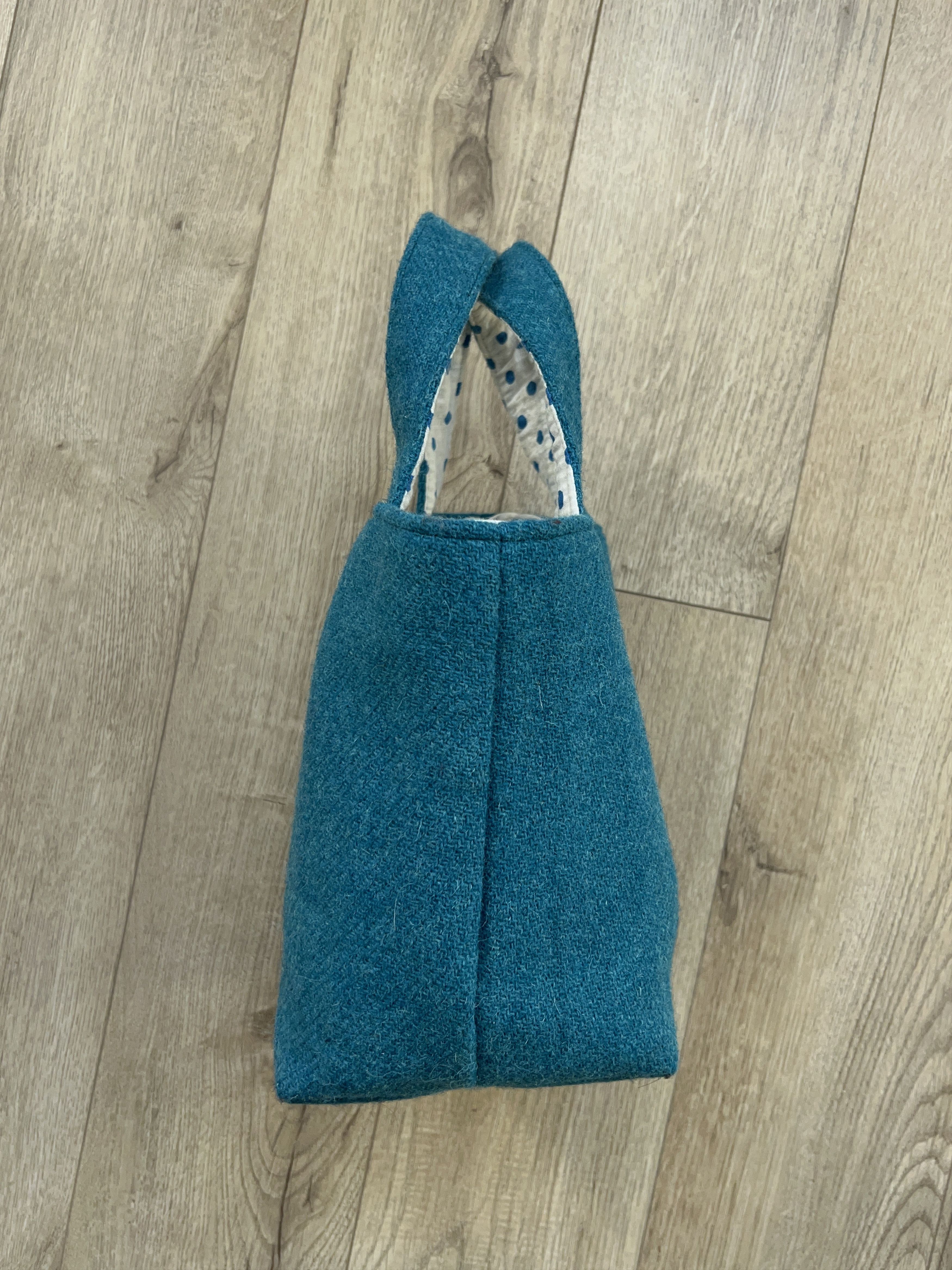 Designer × Harris Tweed Womens Harris Tweed Blue Wool Bag Small Tote Handbag Size ONE SIZE - 6 Thumbnail