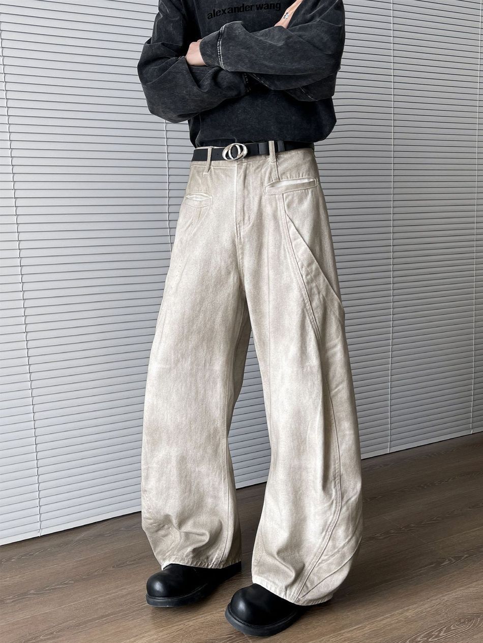 Japanese Brand Retro loose dirty white wide leg jeans Size US 32 / EU 48 - 5 Thumbnail