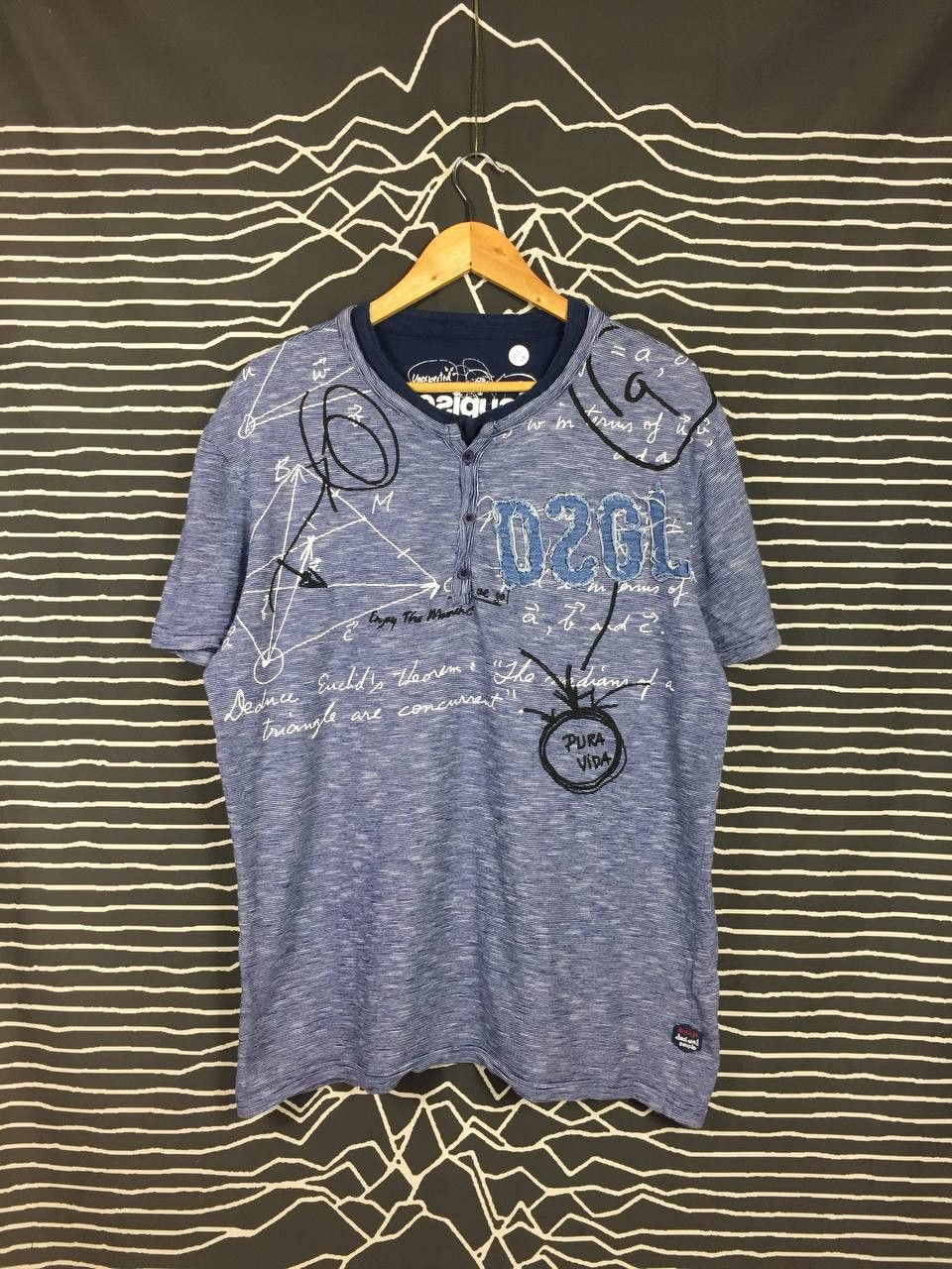 Designer × Desigual Desigual The Life Is Brue Henley Neck Tee Size US XL / EU 56 / 4 - 1 Thumbnail