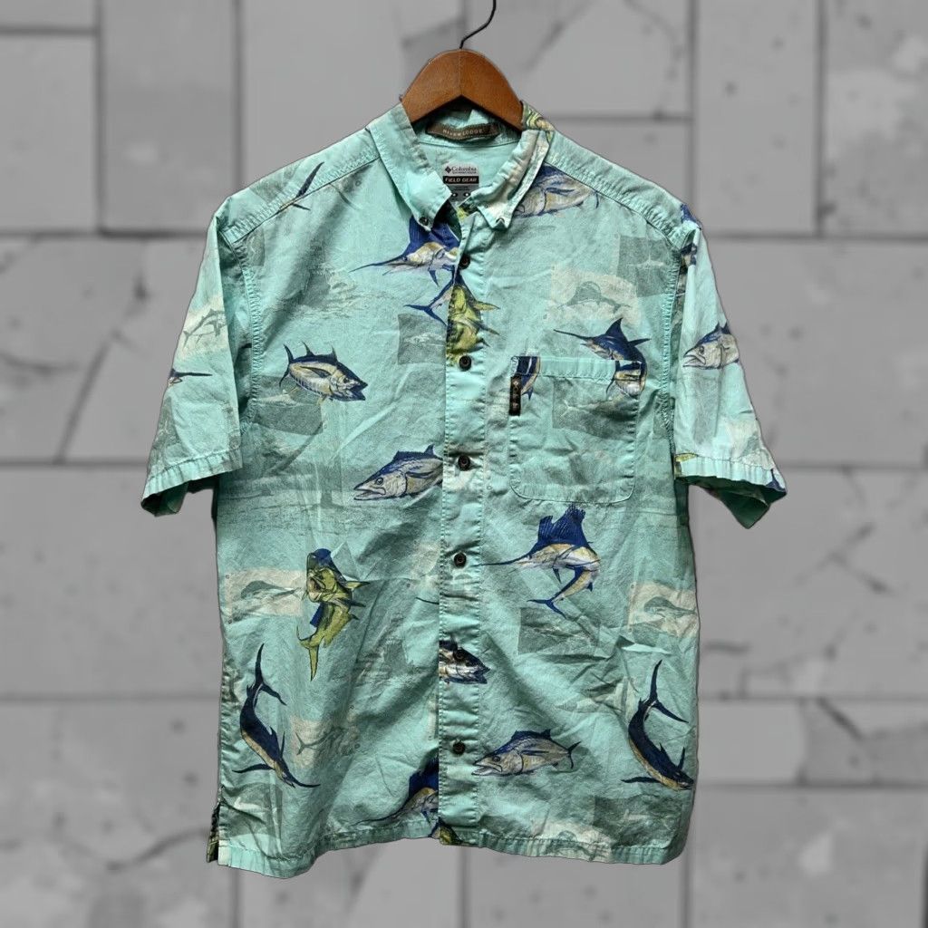 Vintage Columbia River Lodge Fish Blue Hawaiian Style Short Sleeve Button-Up Shirt Mens M Size US M / EU 48-50 / 2 - 1 Thumbnail