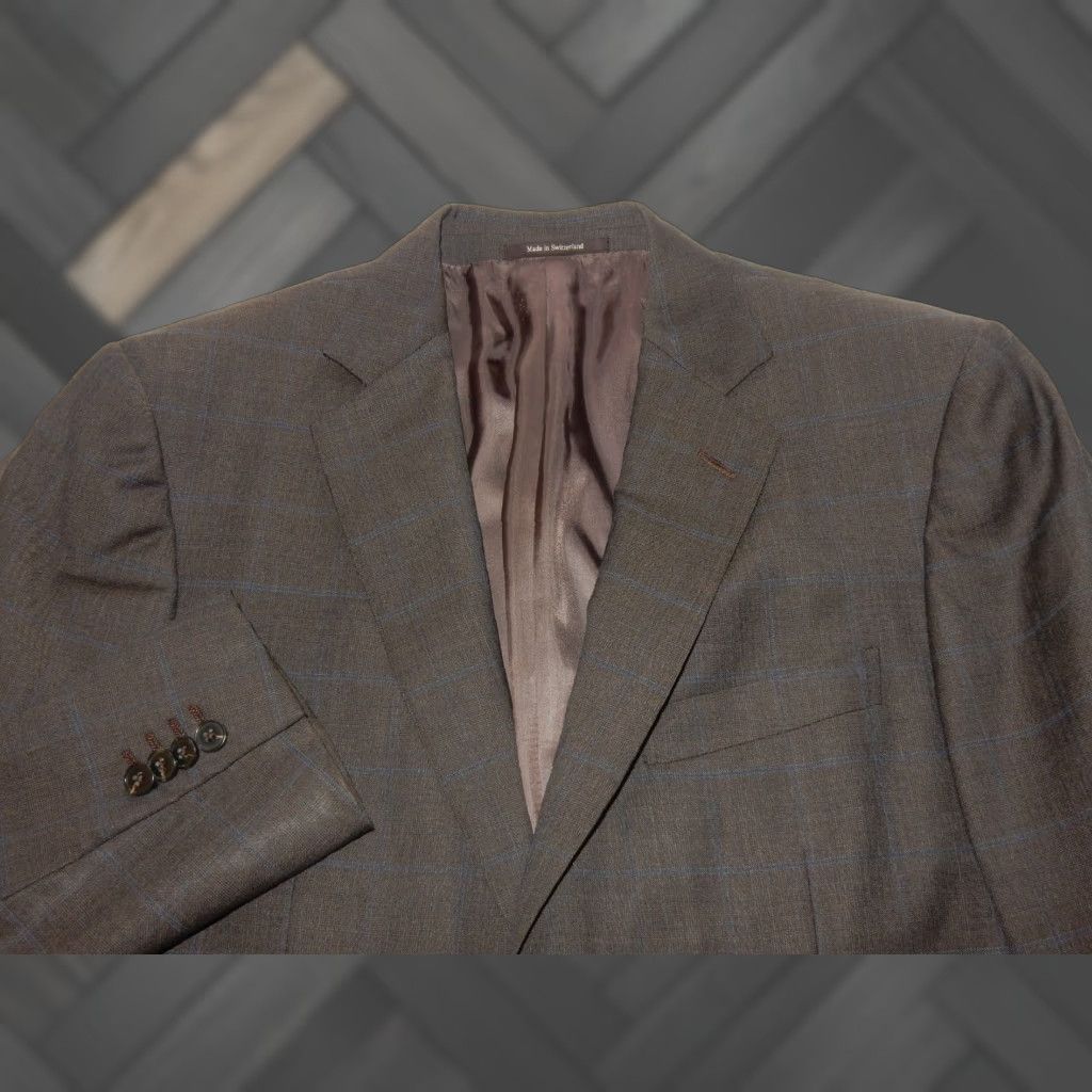 Ermenegildo Zegna VINTAGE Ermenegildo Zegna Blazer Men 50R Wool Plaid Brown Size 50R - 1 Thumbnail