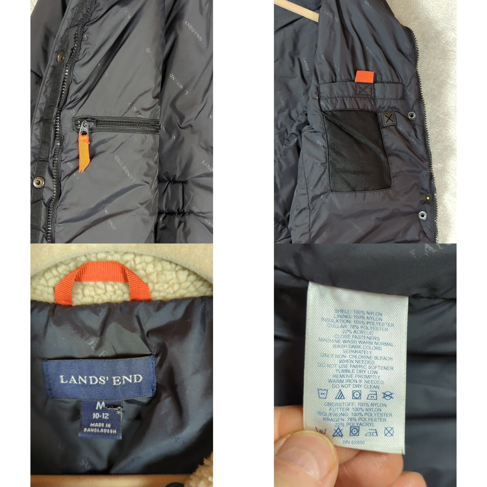 Lands' End Lands' End Quilted Jacket Women M Black Nylon Insulated Sherpa Collar Long Sleeve Zip Short Length Regular Fit Casual Size M / US 6-8 / IT 42-44 - 9 Thumbnail