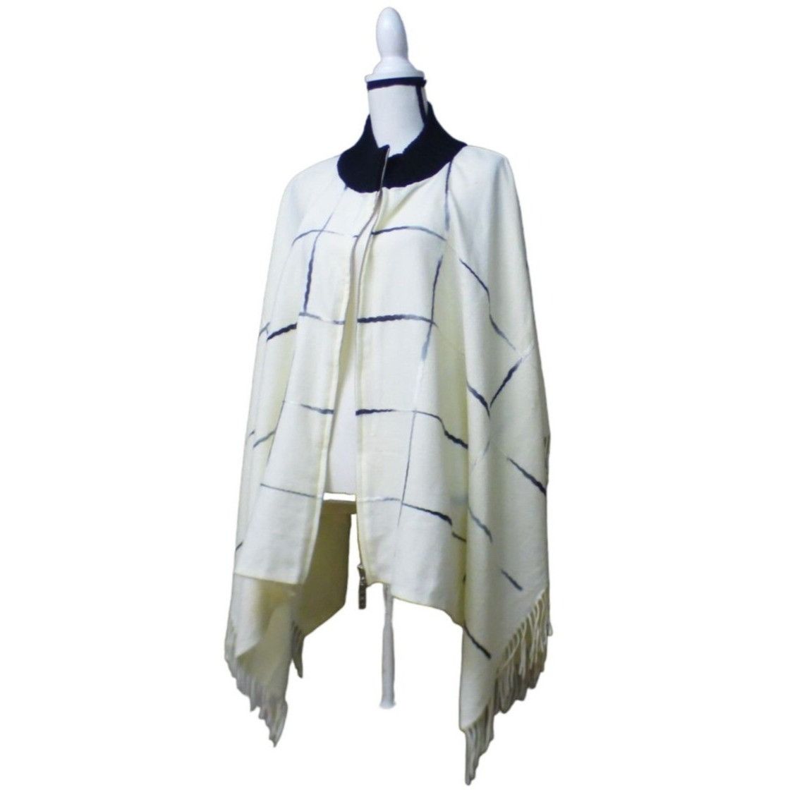 DKNY DKNY Zip Front Ombre Twist Full Zip Ruana / Poncho , Cream 1 Size ONE SIZE - 10 Thumbnail