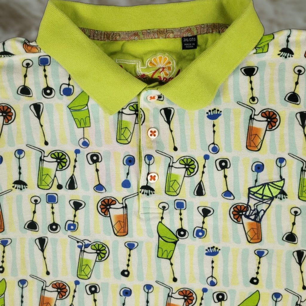 Robert Graham Robert Graham Polo Shirt Mens 3XL Green Geometric Print Short Sleeve Casual Activewear Size US XXL / EU 58 / 5 - 1 Thumbnail