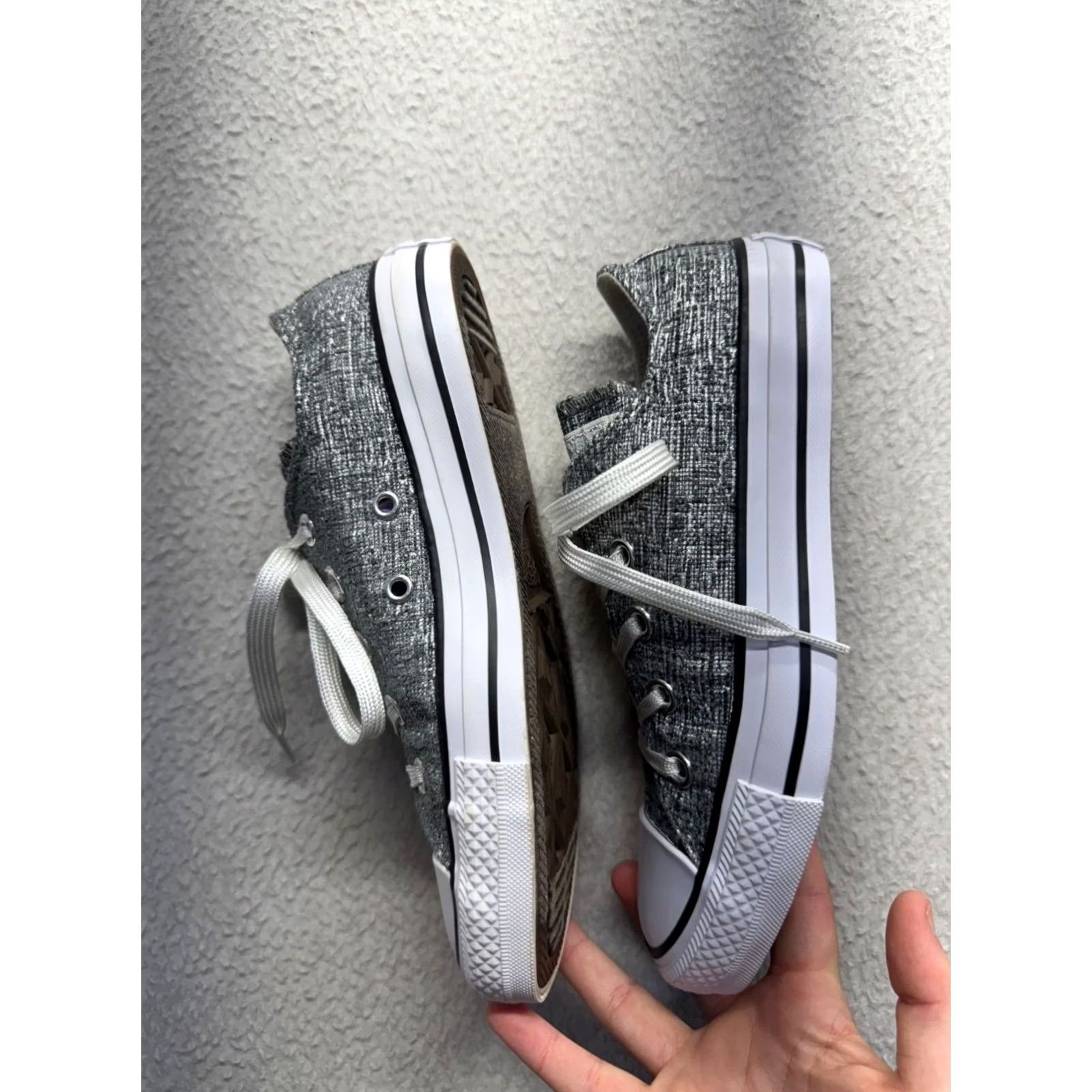 Converse Converse Shoes Womens Gray All Star Low Top Texture Canvas Rubber Sole Lace Size M / US 6-8 / IT 42-44 - 6 Thumbnail