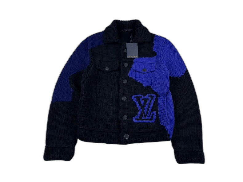 Louis Vuitton Louis Vuitton Black Blue Knit Sweater Jacket Size US L / EU 52-54 / 3 - 1 Thumbnail