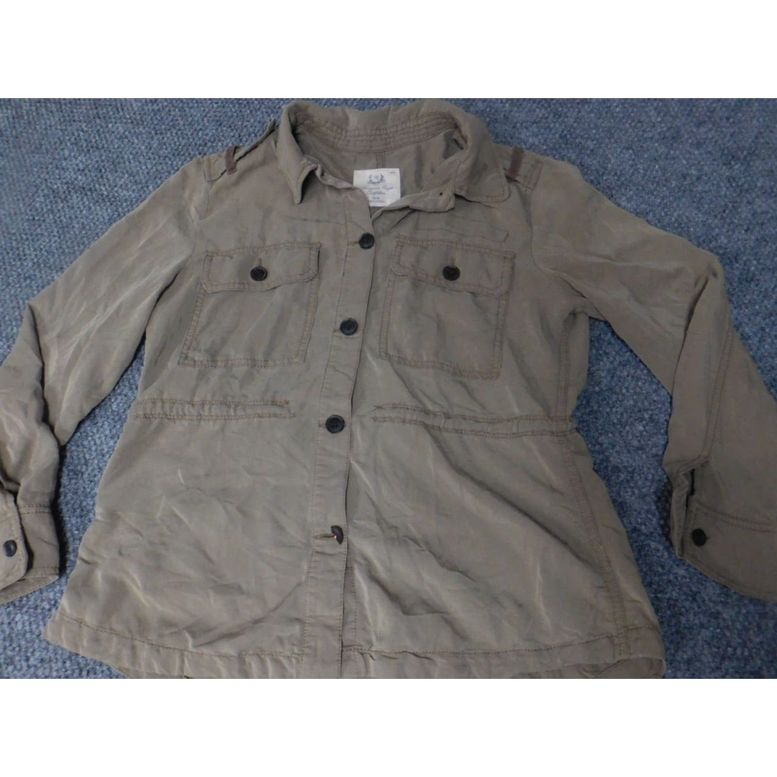 American Eagle Outfitters American Eagle Outfitters Jacket Women M Beige Lightweight Denim Button Zip Casual Winter Regular Medium Women Size M / US 6-8 / IT 42-44 - 2 Thumbnail
