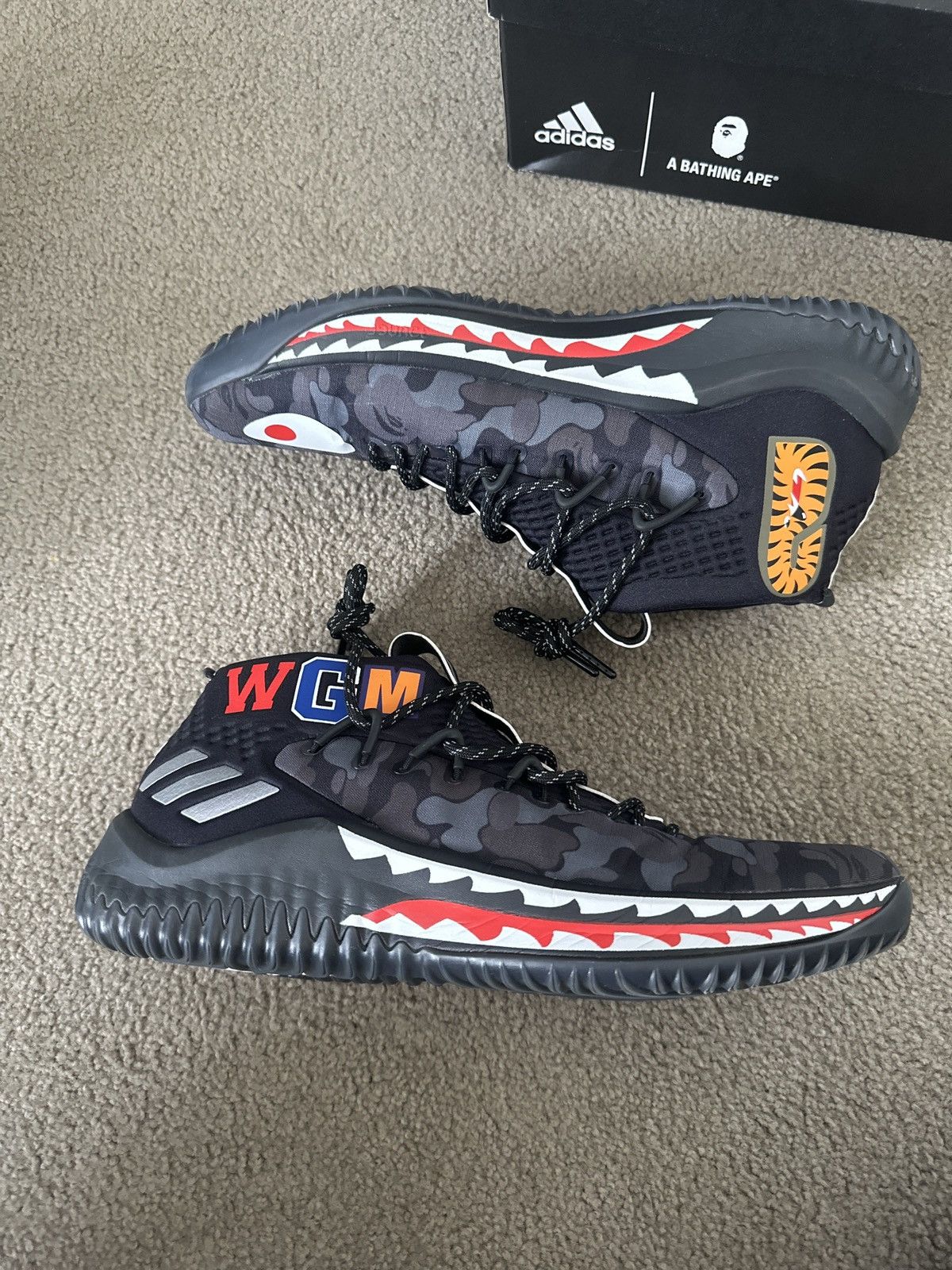 image of Adidas x Bape Dame 4 Bape Shoes in Black, Men's (Size 10.5)