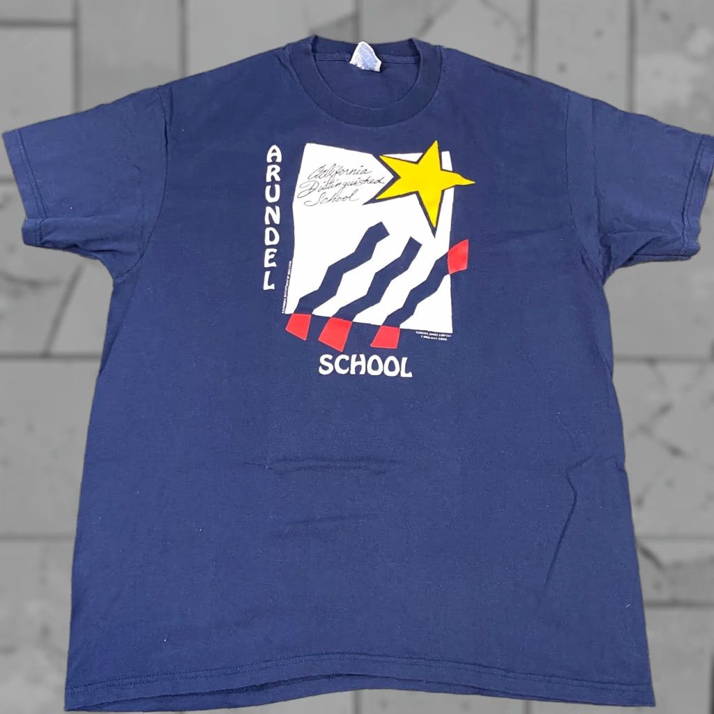 Vintage VINTAGE American Vintage California Arundel Elementary T-shirt M Blue USA Made Unisex Adults Short Sleeve Crew Neck Jersey USA 90s? Size US M / EU 48-50 / 2 - 1 Thumbnail