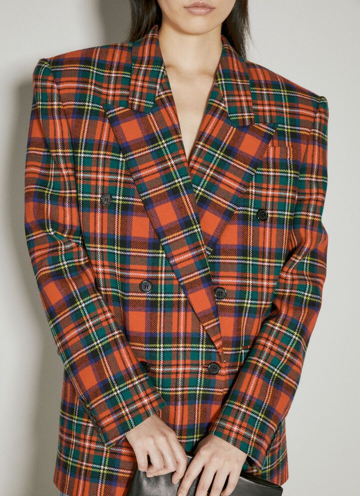 Saint Laurent Paris o1s1wg111024 Oversized Jacket in Tartan Wool in Multicolor Size M / US 6-8 / IT 42-44 - 5 Thumbnail