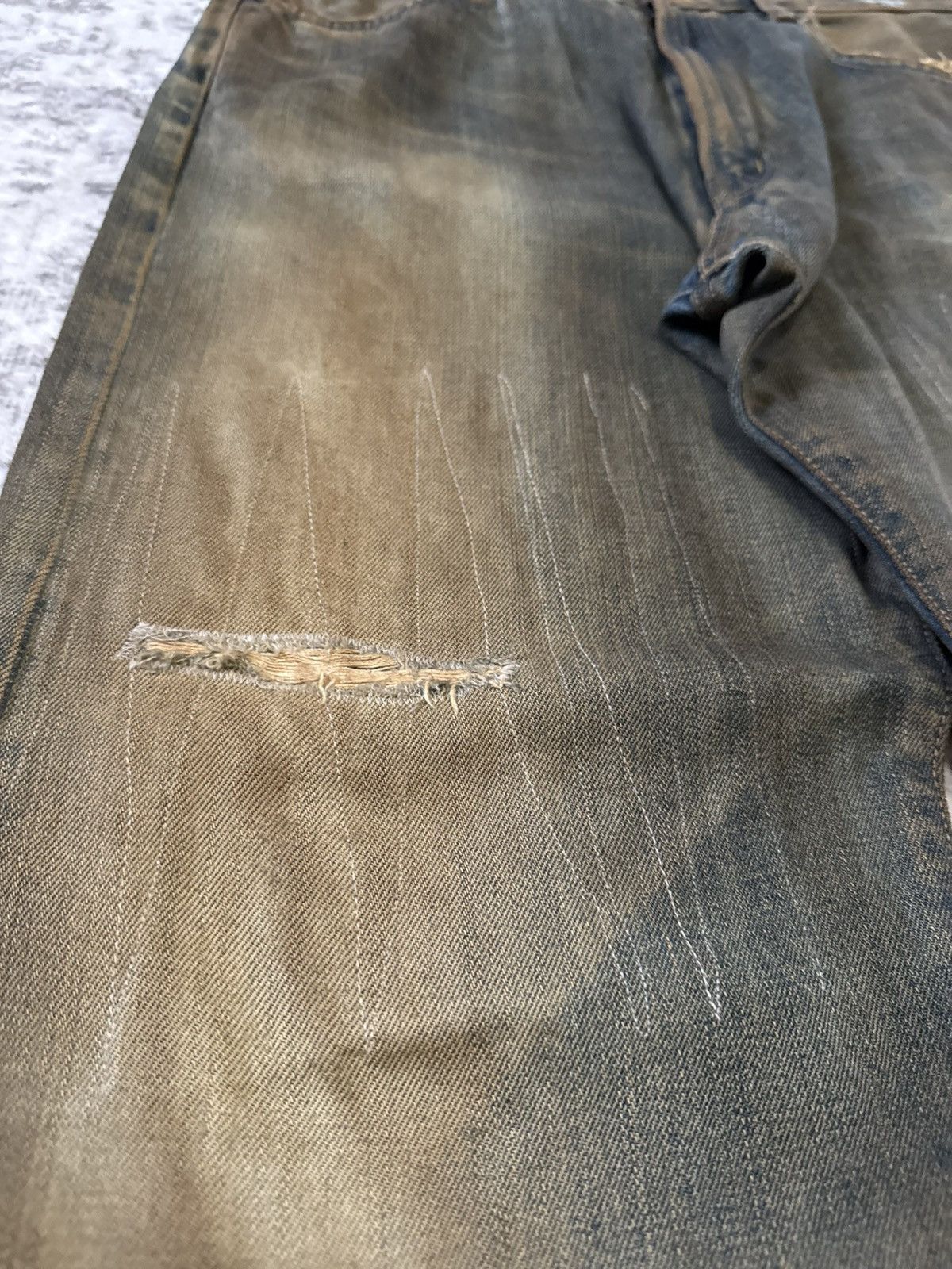 Edwin Vintage Edwin 505 Mud Wash Distressed Repaired Loose Jeans Size US 32 / EU 48 - 8 Thumbnail