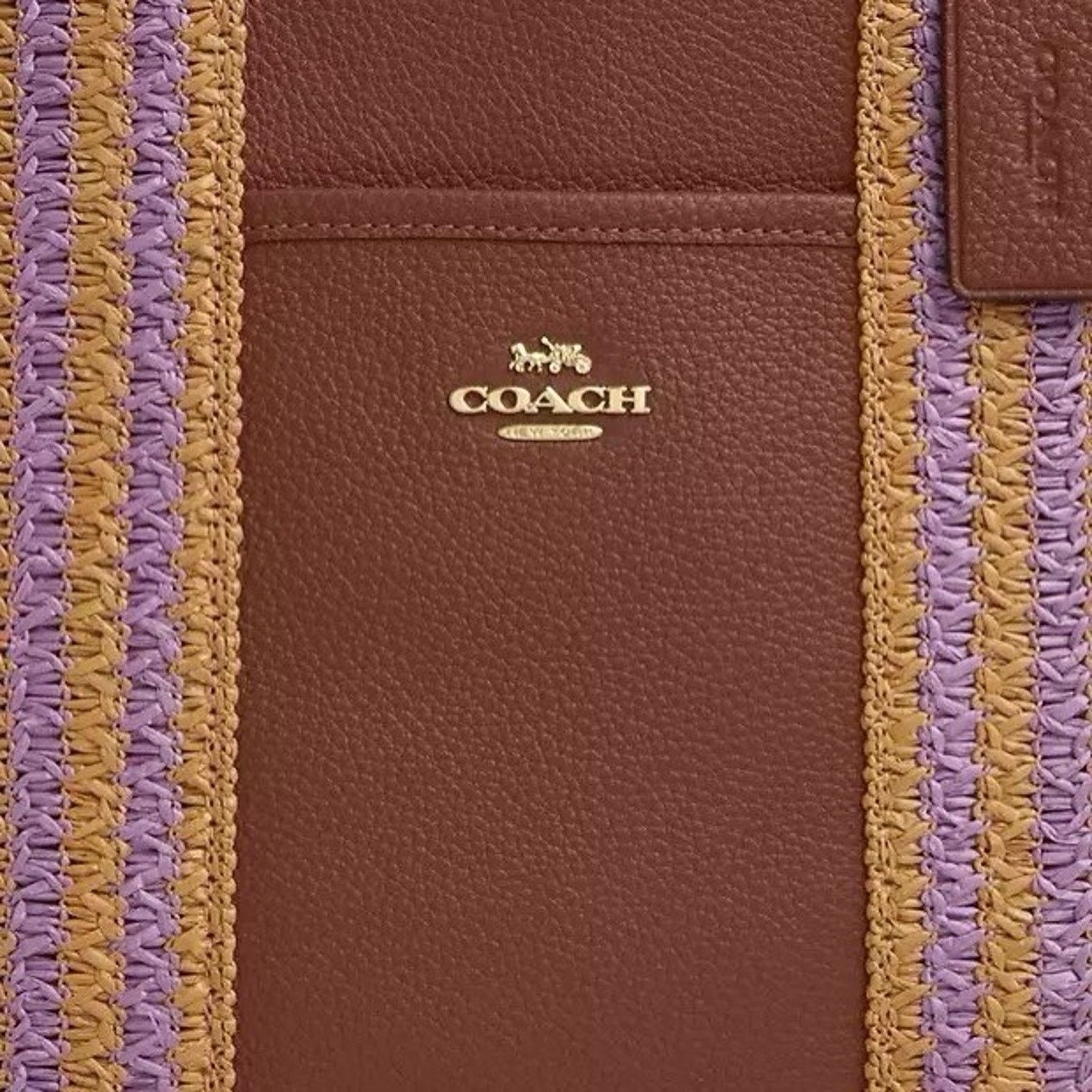 Coach NWT Coach Smith Tote Bag CBG90 Straw Leather Redwood Size ONE SIZE - 10 Thumbnail