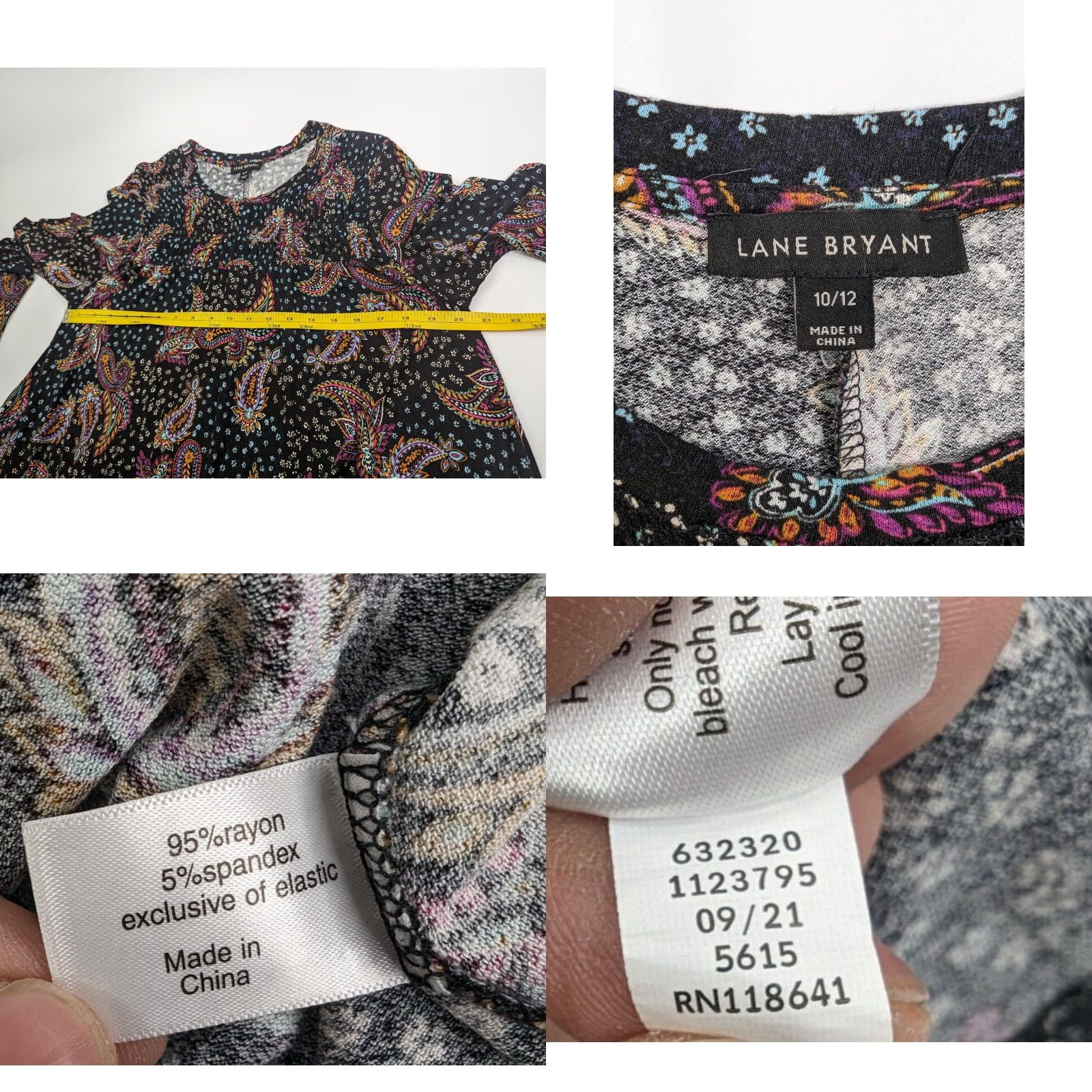 Vintage Lane Bryant Blouse Shirt Pullover Long Sleeve Black Floral Rayon 10/12 Women Regular Chiffon Paisley Basic Size L / US 10 / IT 46 - 8 Thumbnail