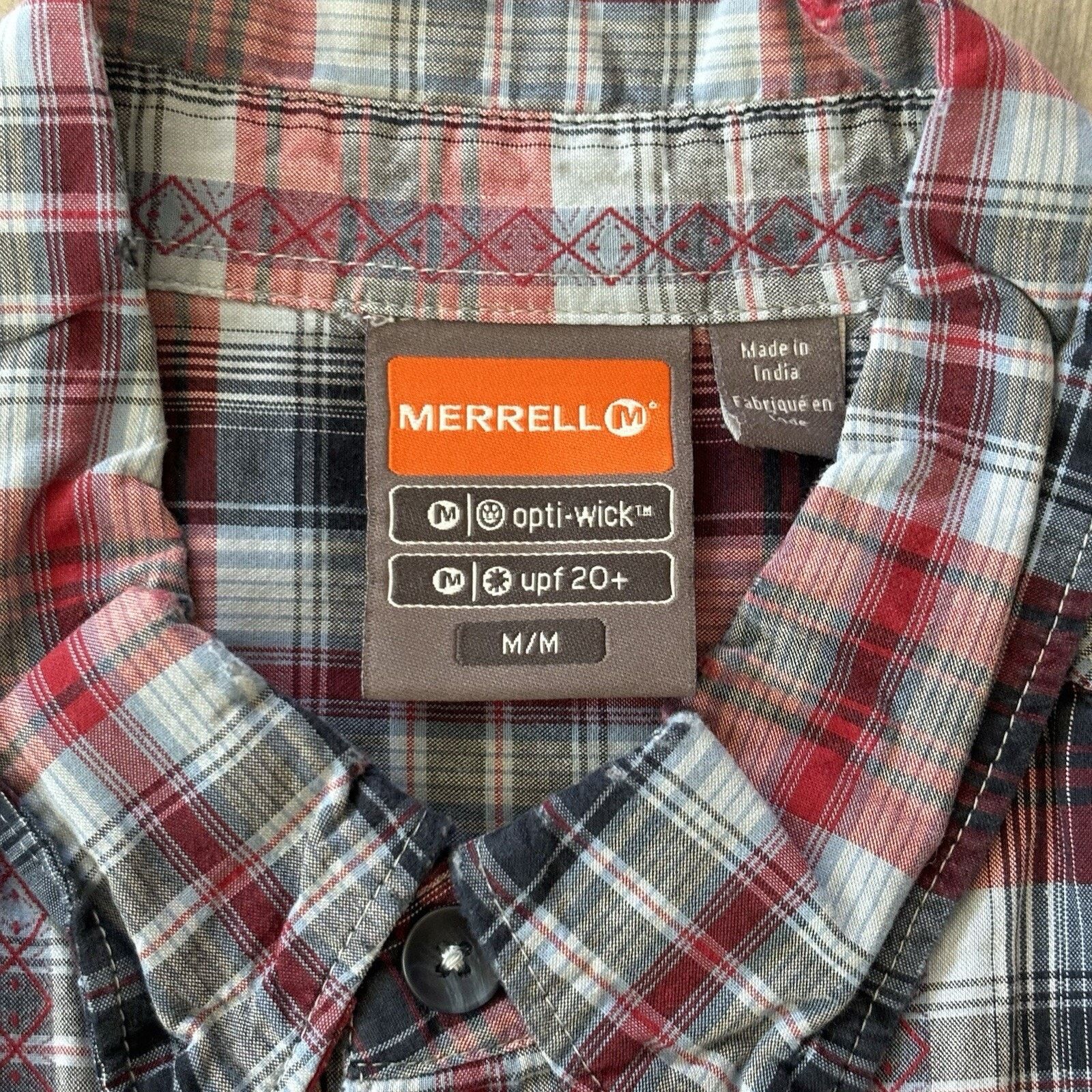 Merrell Merrell Hiking Shirt Men’s Medium UPF +20 Opti-Wick Red Blue Size US M / EU 48-50 / 2 - 4 Thumbnail