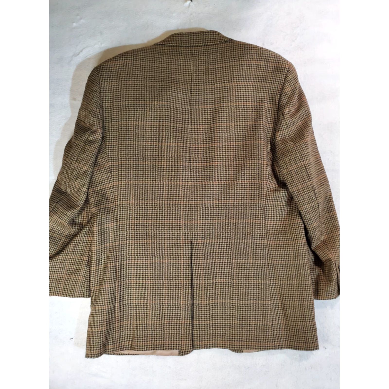 Chaps VINTAGE Chaps by Ralph Lauren-Signature Suit Coat Mens Sz 46L 100% Lambs Wool Tan Check Size 46R - 6 Thumbnail