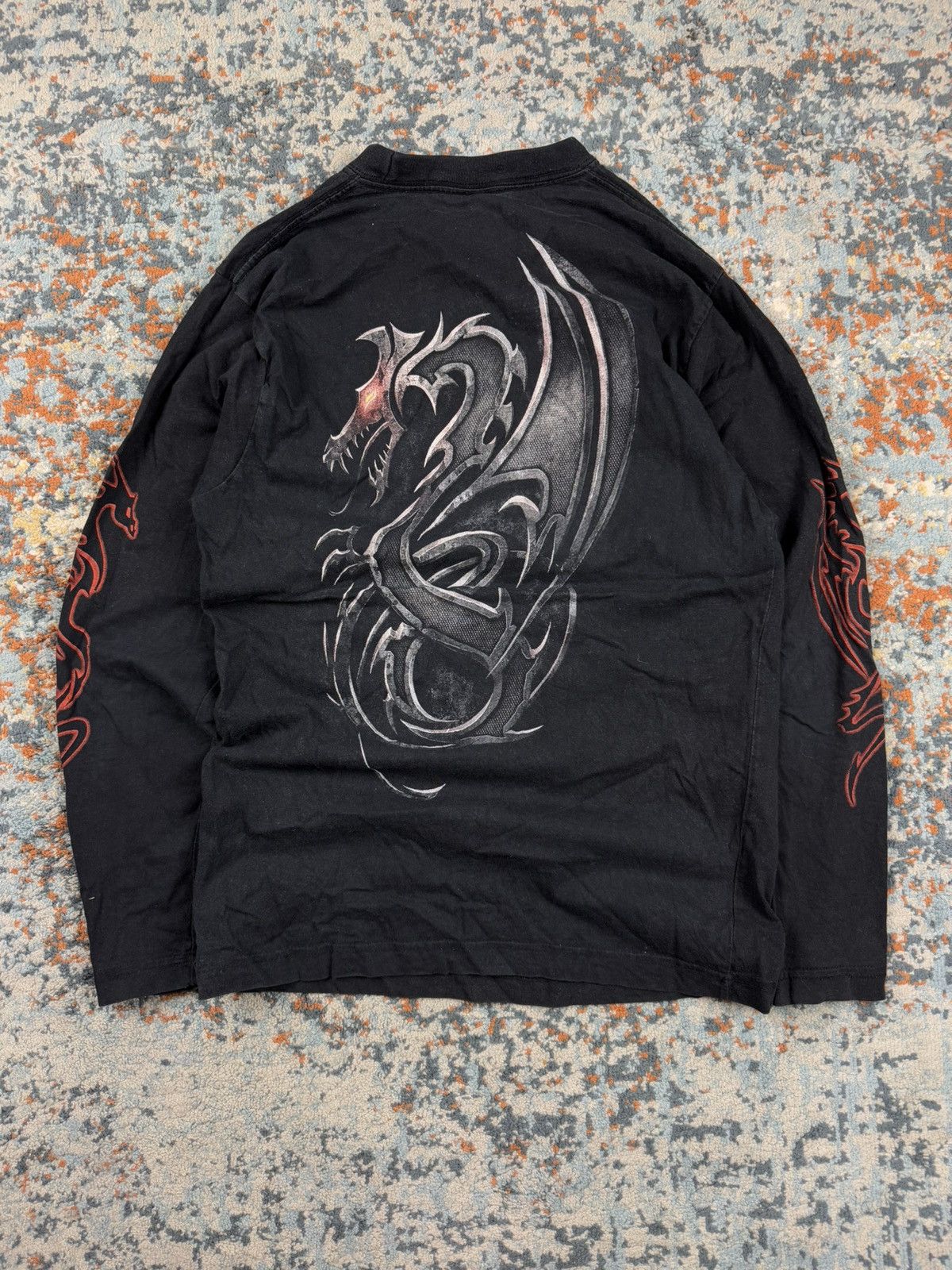 Other × Vintage Vintage 00s Spiral fire dragon tribal all over print ls tee Size US M / EU 48-50 / 2 - 2 Thumbnail
