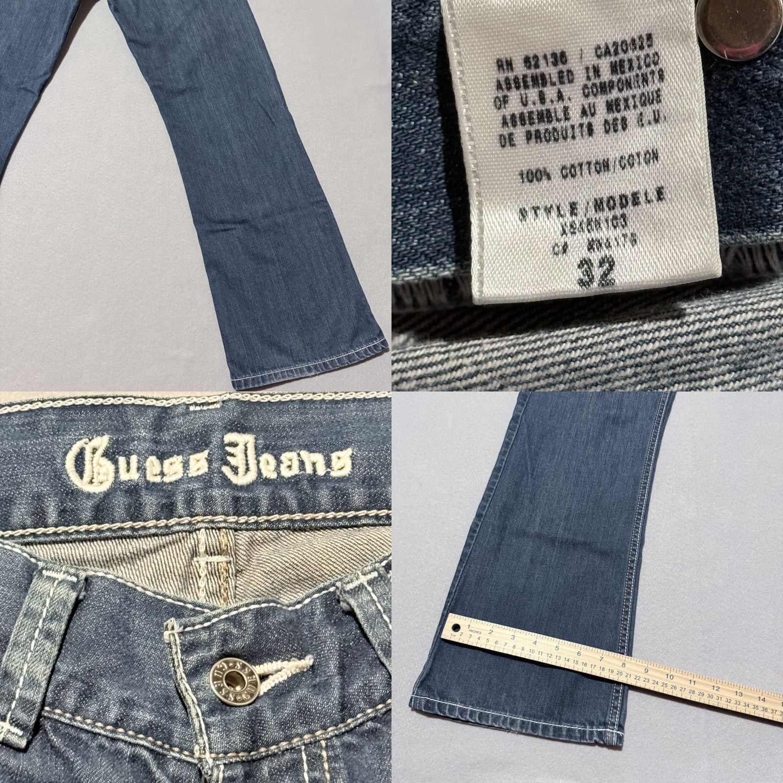 Guess Guess Jeans Jeans Blue Women Mid Rise 32 Dark Wash 5-Pocket Denim Zip Fly Vintage Size 24" / US 00 / IT 34 - 8 Thumbnail