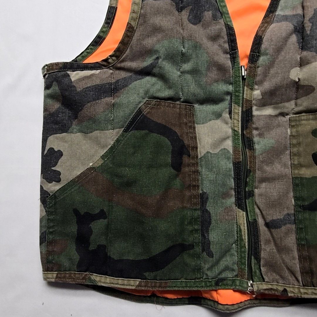 Vintage Vintage Camo Hunting Vest Camouflage Orange Reversible Gear Size US L / EU 52-54 / 3 - 3 Thumbnail