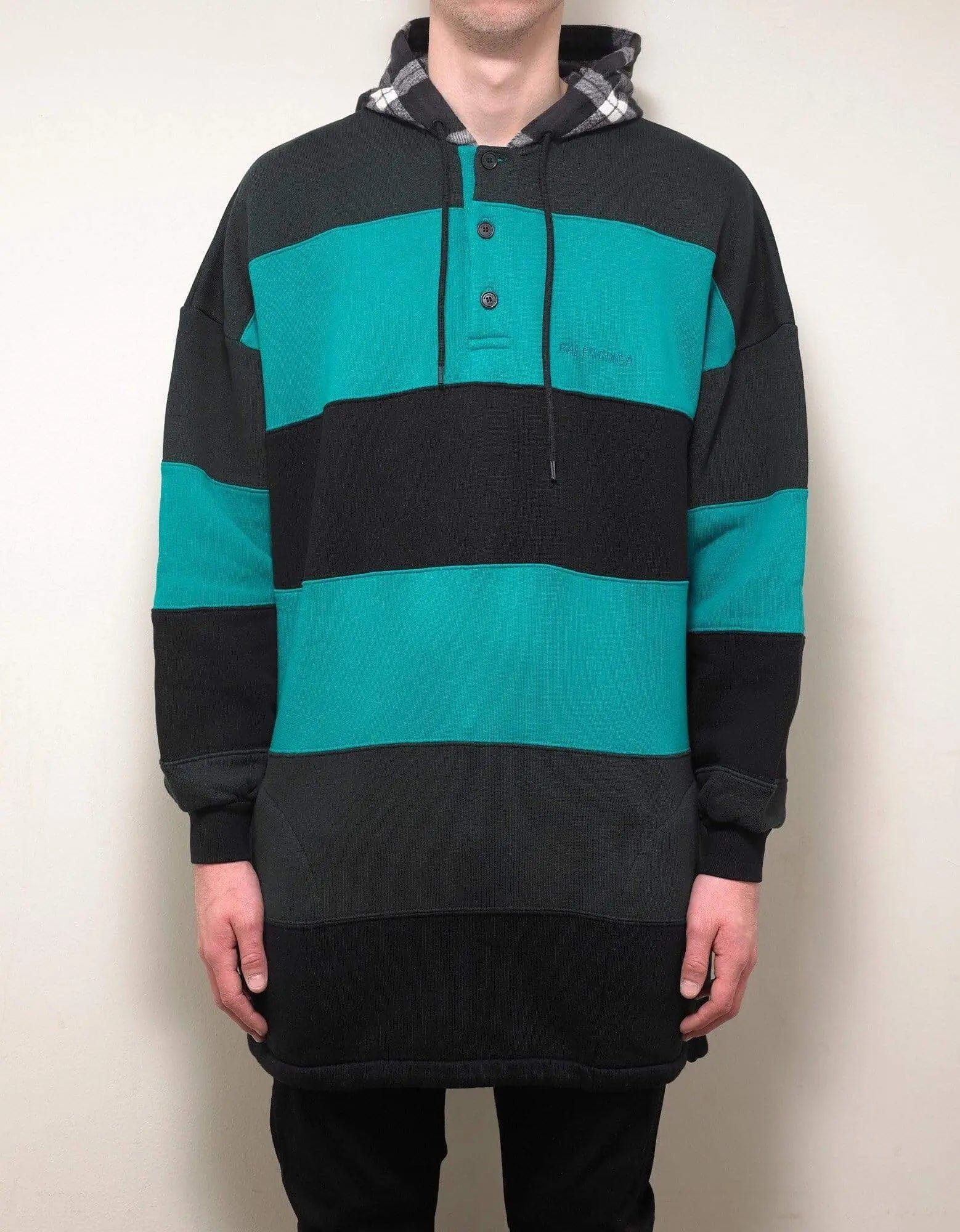 Balenciaga Balenciaga Green & Black Stripe Oversized Hoodie - SS19 Size US M / EU 48-50 / 2 - 2 Thumbnail