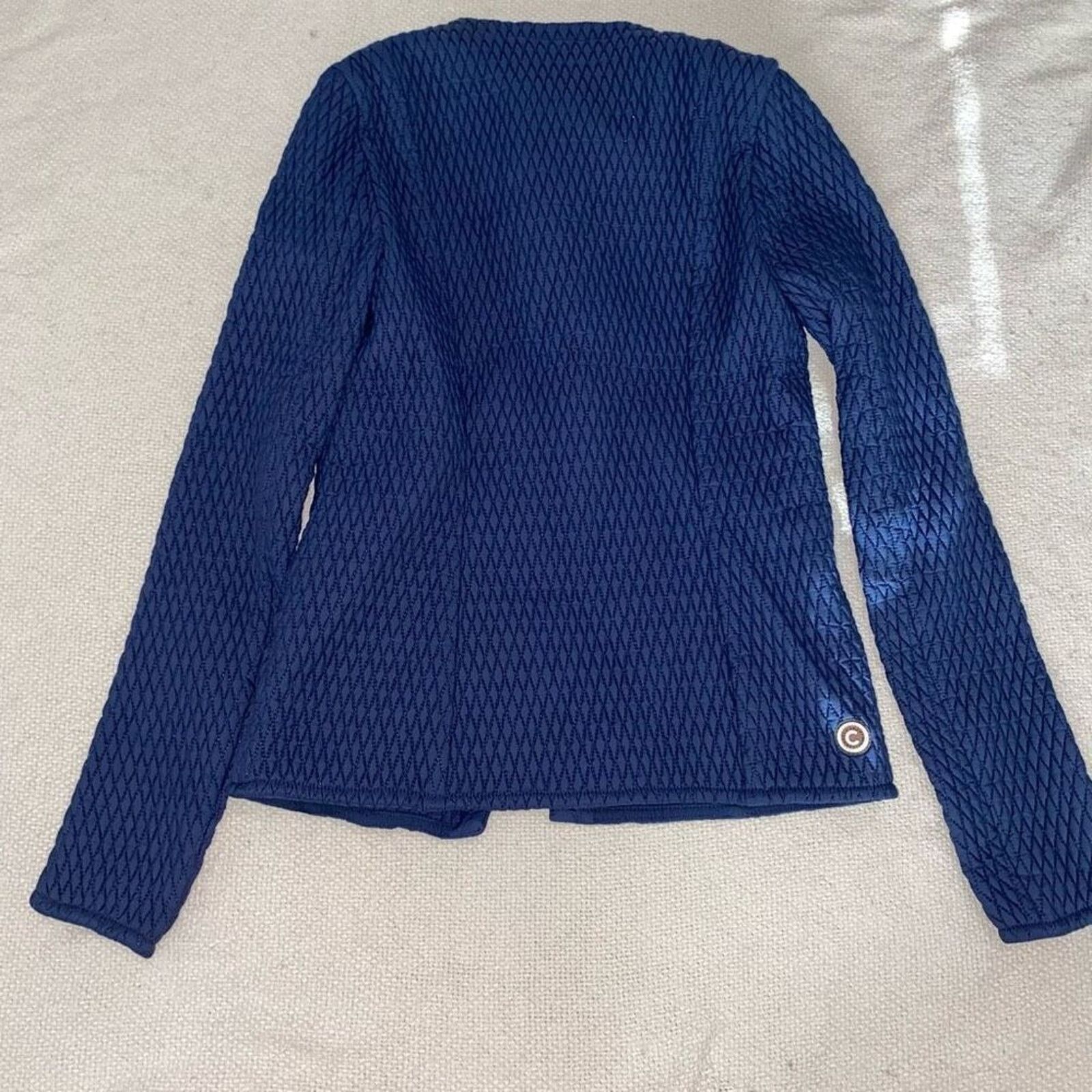 Colmar Colmar Blue Textured Zip Front Blazer Jacket | Sz 40 (US 4) Size S / US 4 / IT 40 - 3 Thumbnail