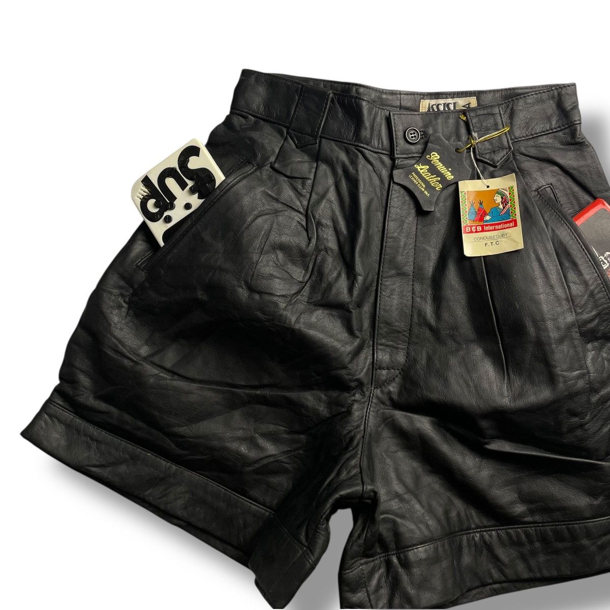 Genuine Leather BRAND NEW OLD STOCK COWHDE GENUINE LEATHER SHORTS Size 24" / US 00 / IT 34 - 5 Thumbnail