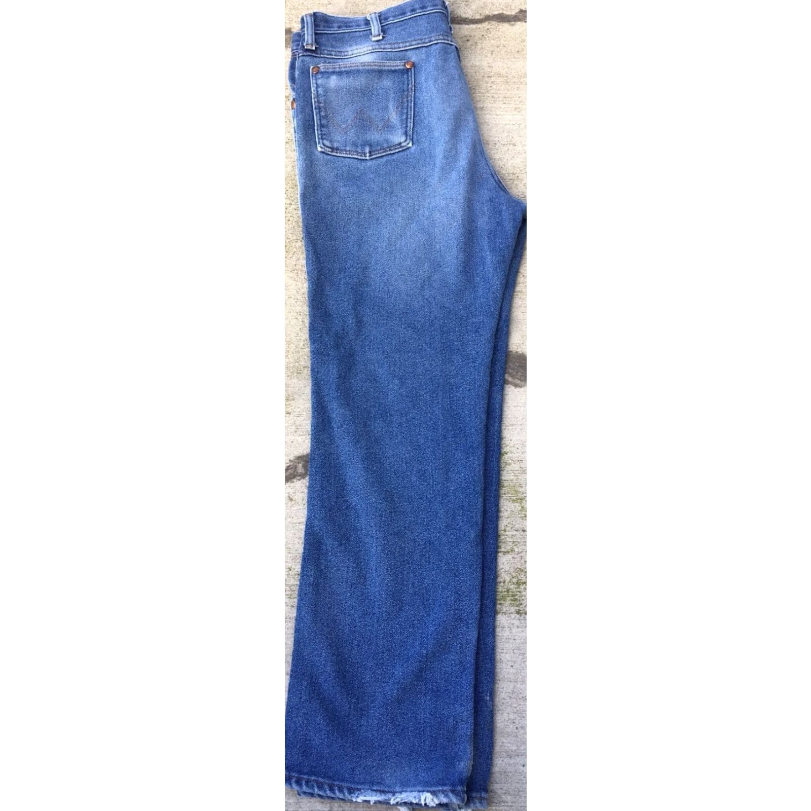 Wrangler VINTAGE Wrangler Jeans Made in USA Sz 38 37" Waist Blue Polycotton Zip zipper fly Regular Famous Wrangler 90s style Mens Girls Boys Size US 37 - 5 Thumbnail