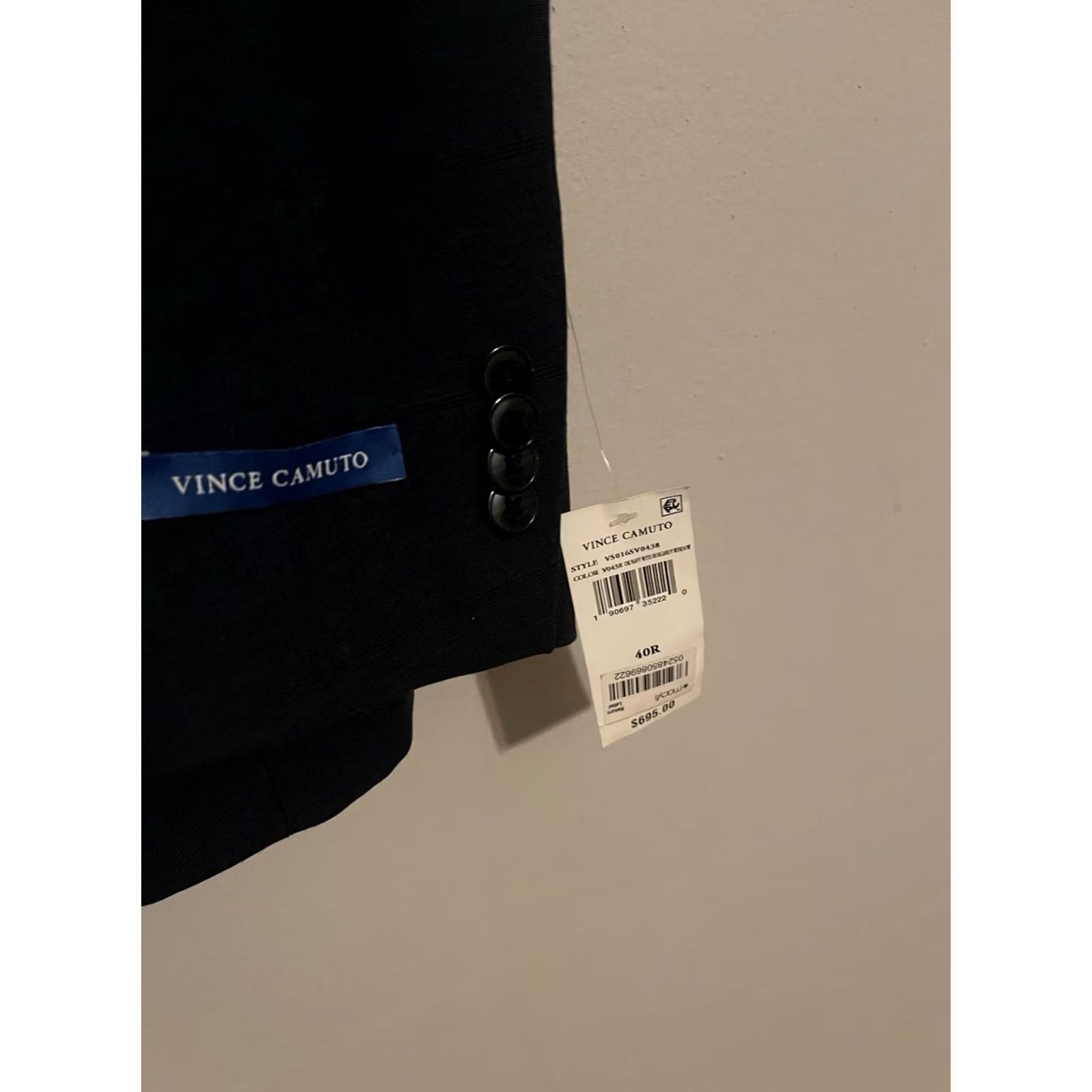 Vince Camuto Vince Camuto Blazer Navy Wool Slim Fit 40R Men Jacket Coat Blazer Wool Blue Windowpane New Size 40R - 4 Thumbnail