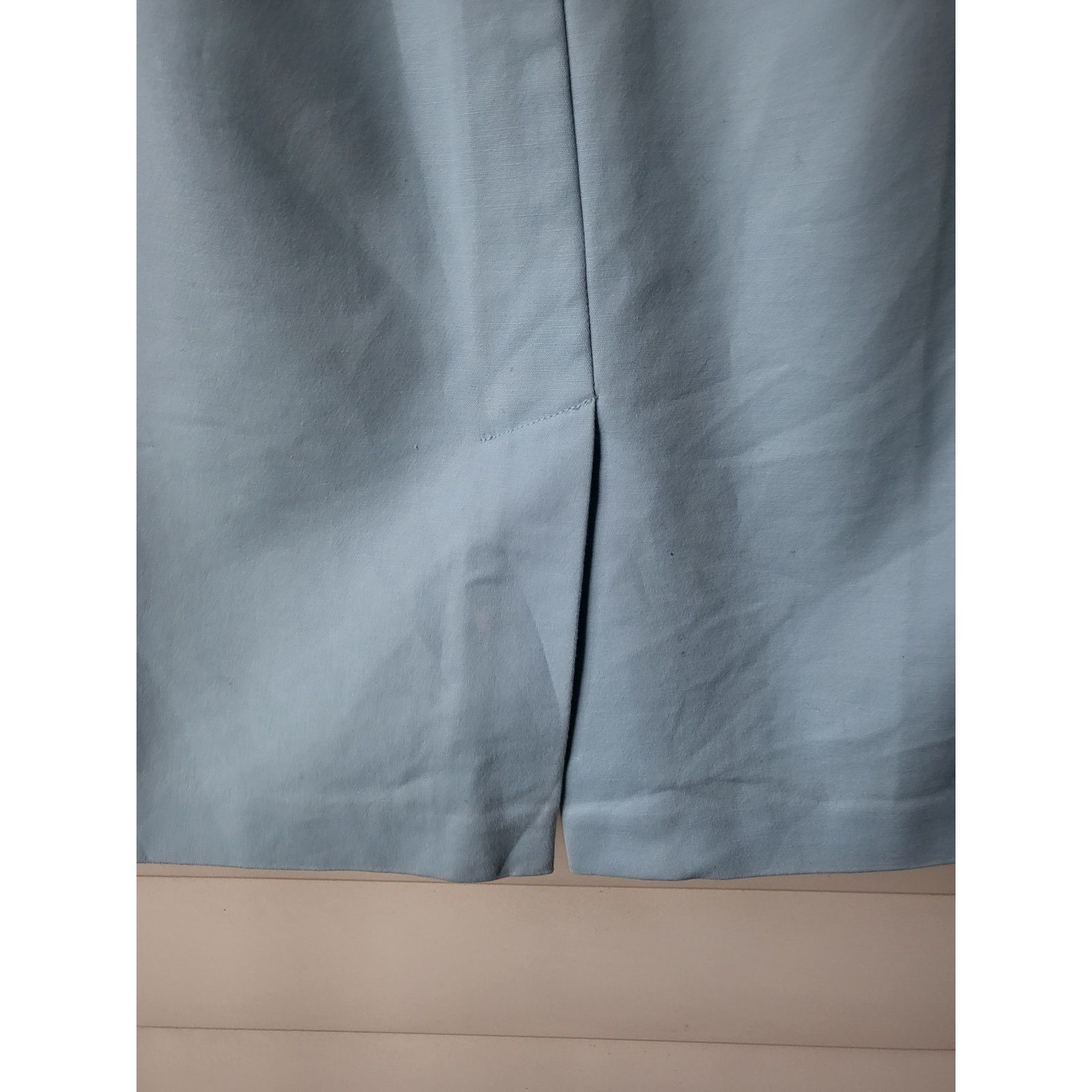Vintage Pencil Skirt Light Blue and White Black Piping Mid Thigh Size 27" / US 4 / IT 40 - 9 Thumbnail