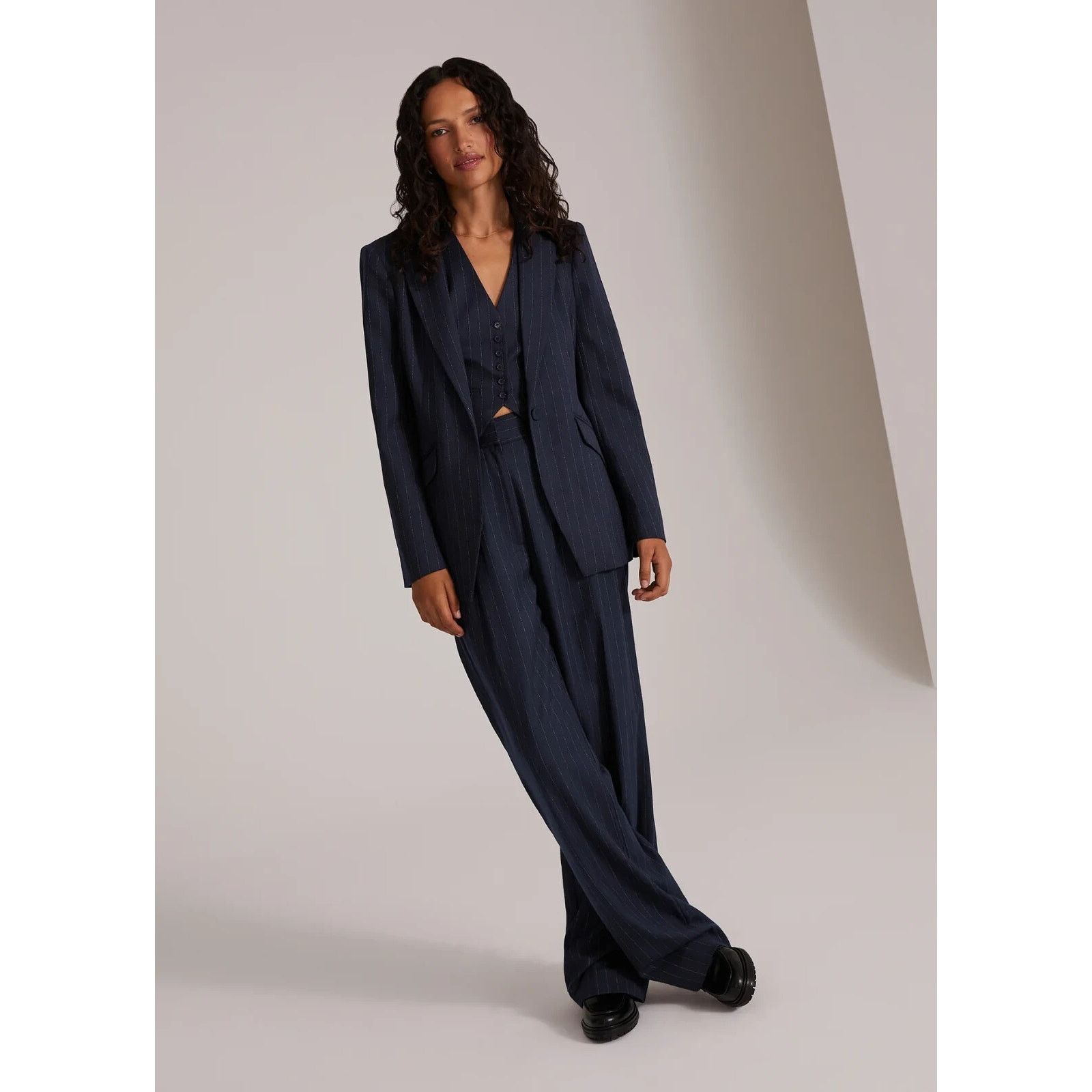 Other New W/Tag Favorite Daughter Designer Navy Pinstripe Pants 14 Size 36" / US 14 / IT 50 - 2 Thumbnail