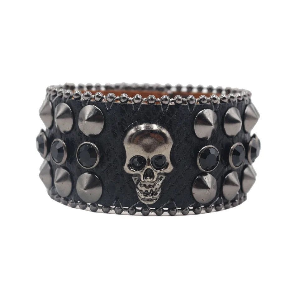 Jewelry Goth Dark Rivet Rhinestone Bracelet Size ONE SIZE - 3 Thumbnail