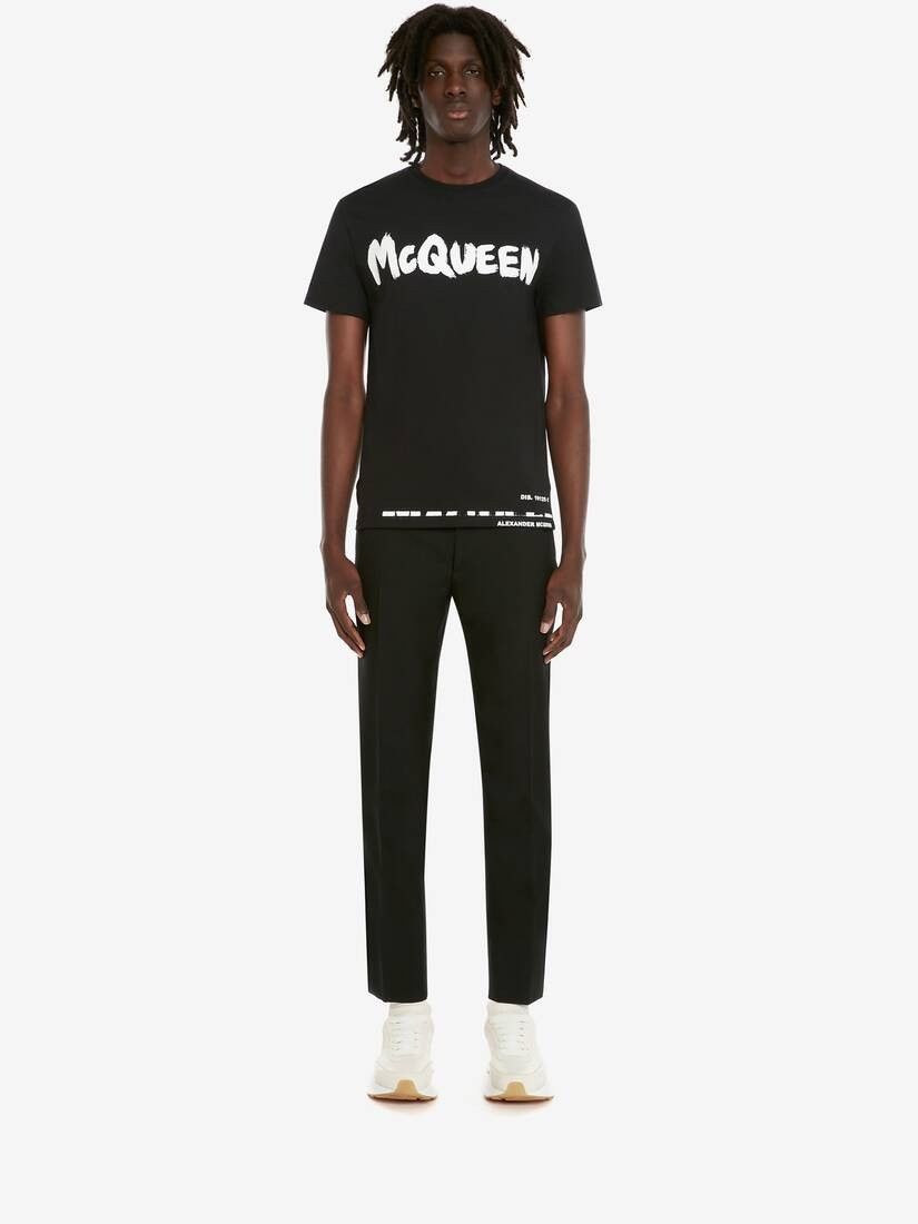 o1w1db10725 McQueen Graffiti T-Shirt in Black