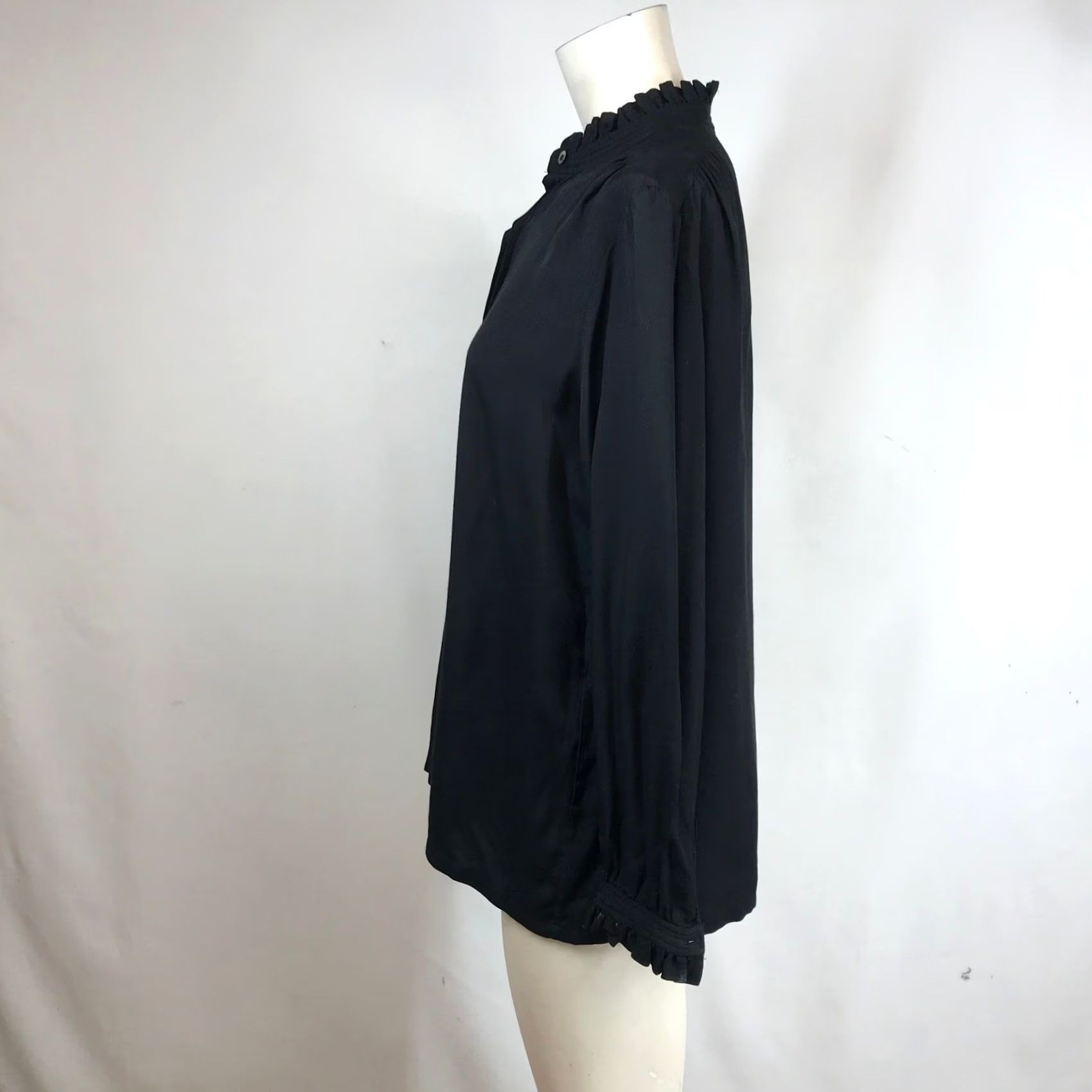 A.P.C. A.P.C. Black Ruffle Collar Blouse Long Sleeve Top FR 42 Women Size M / US 6-8 / IT 42-44 - 6 Thumbnail