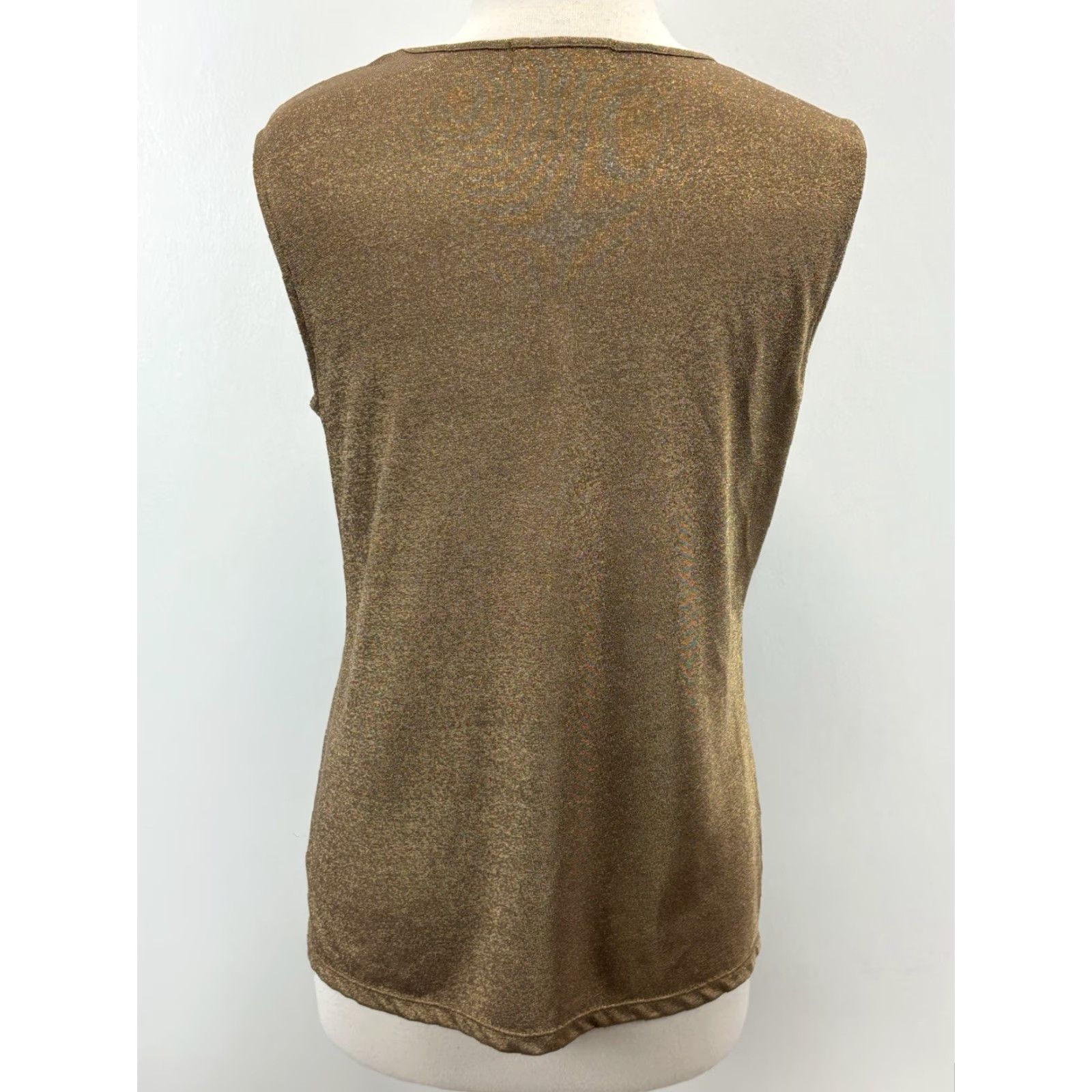 Ralph Lauren Lauren Ralph Lauren Knit Sleeveless Top Women’s XL Gold Metallic Stretch Tank Kidney? Size XL / US 12-14 / IT 48-50 - 3 Thumbnail