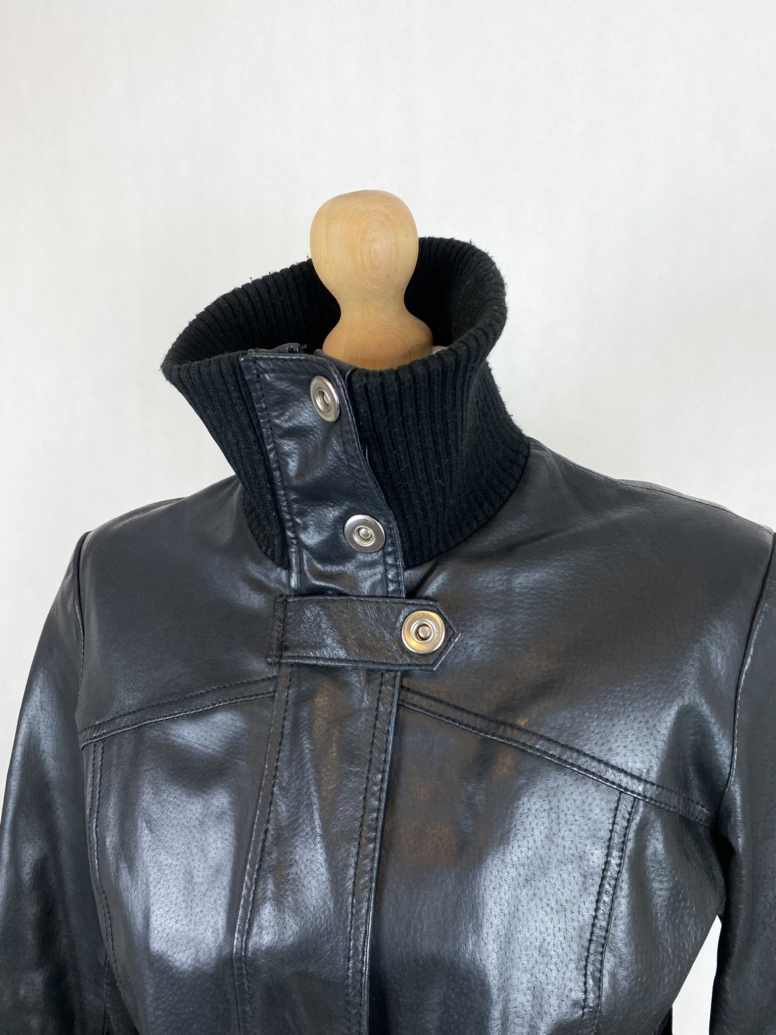 Genuine Leather × Vintage real leather womens jacket big collar tailored Size M / US 6-8 / IT 42-44 - 4 Thumbnail