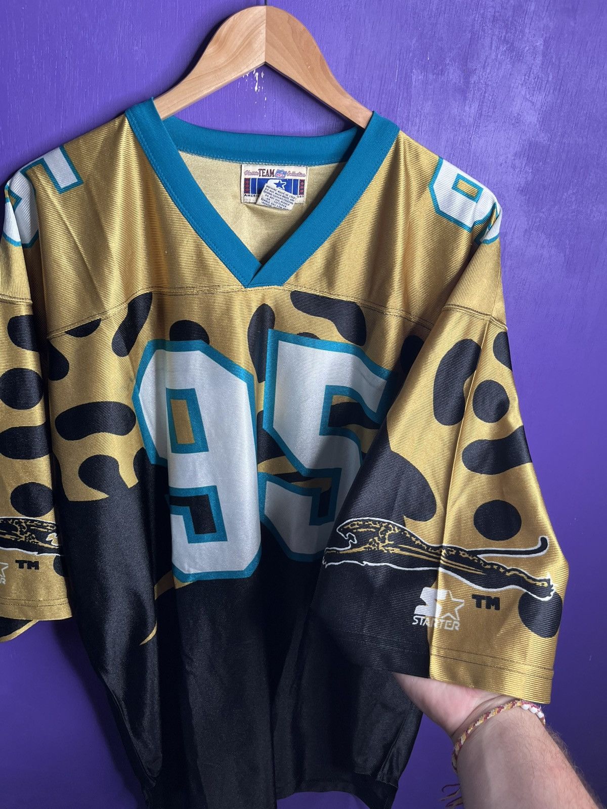 NFL × Starter × Vintage Vintage 90s Starter Jacksonville jaguars animal print jersey Size US XL / EU 56 / 4 - 3 Thumbnail