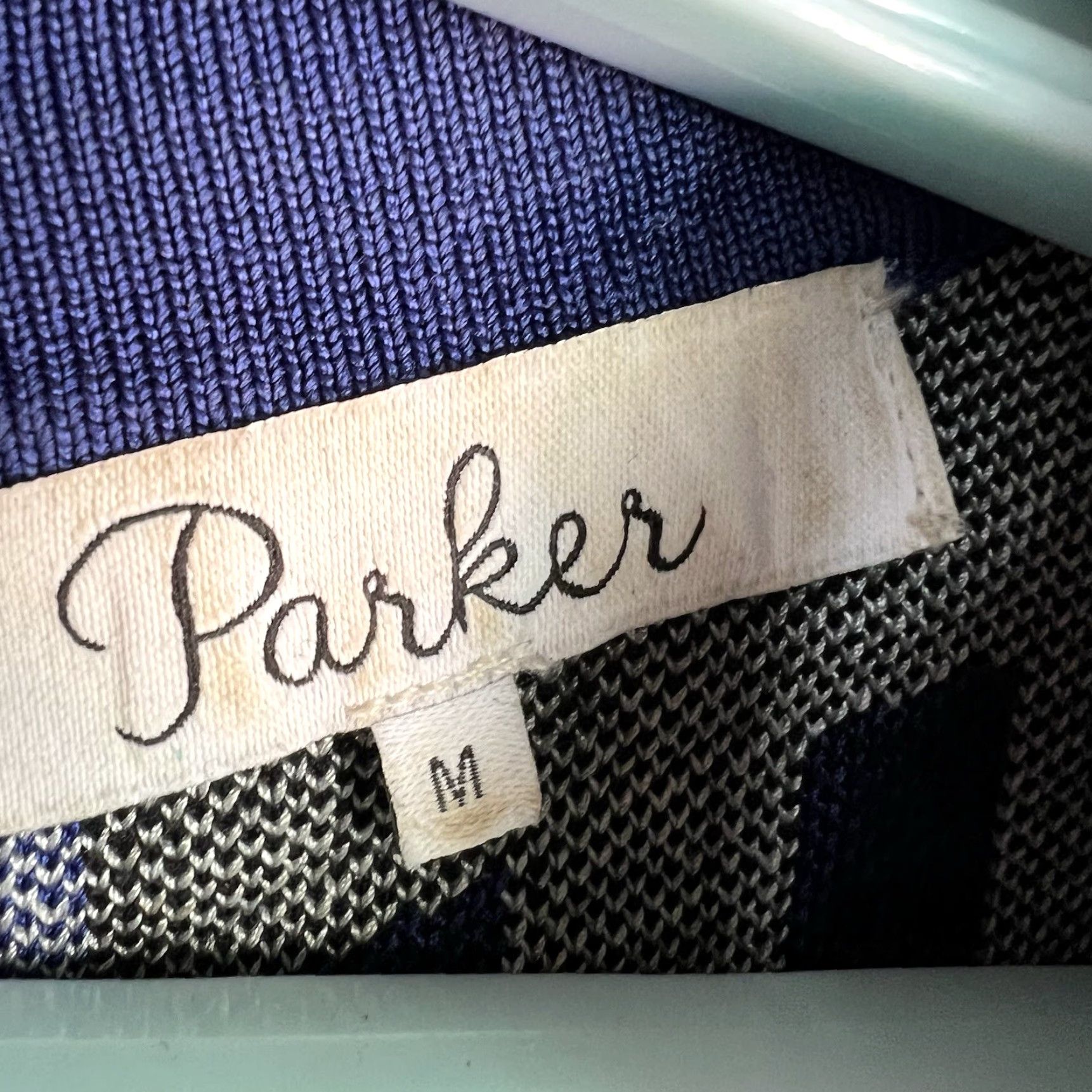 Parker Parker Fit-and-Flare Mini Dress Size M Blue Geometric Long Sleeve V-Neck Party/Cocktail Womens Size M / US 6-8 / IT 42-44 - 6 Thumbnail
