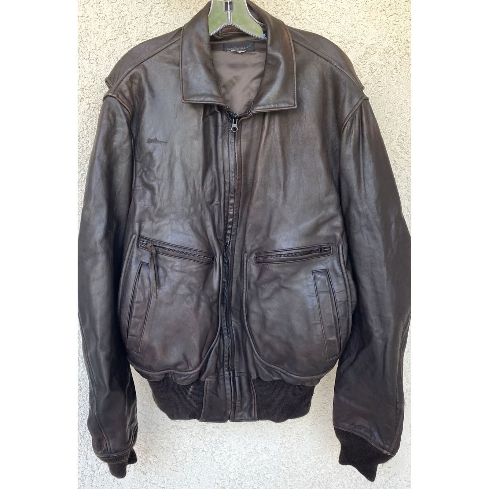 Vintage VINTAGE Flight Suits Ltd Leather Bomber Jacket 44 Long USA Brown Flight Worn Mens Jacket Size US S / EU 44-46 / 1 - 5 Thumbnail
