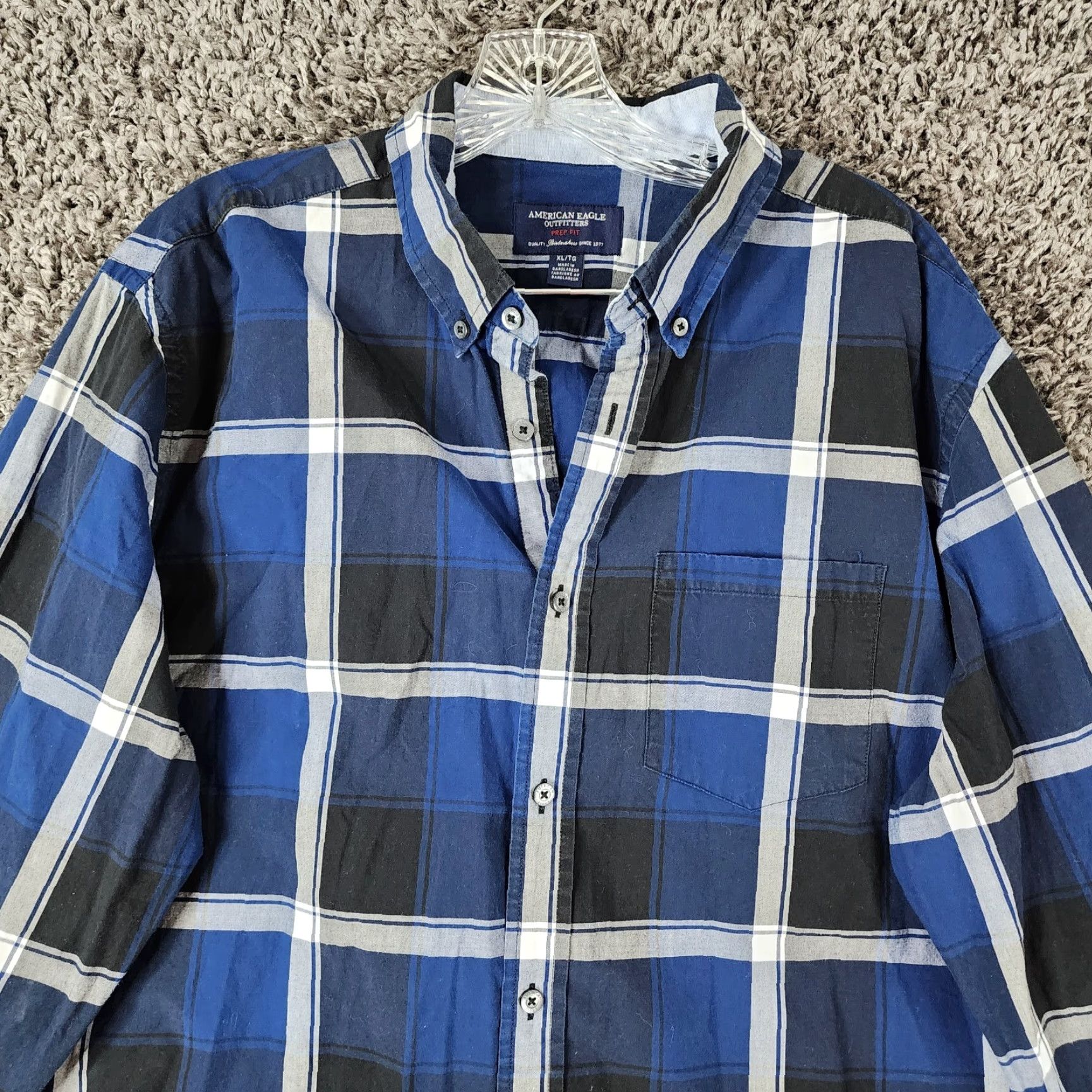 American Eagle Outfitters VINTAGE American Eagle Mens Blue Plaid Long Sleeve Prep Fit Button Up Size XL Size US XL / EU 56 / 4 - 3 Thumbnail